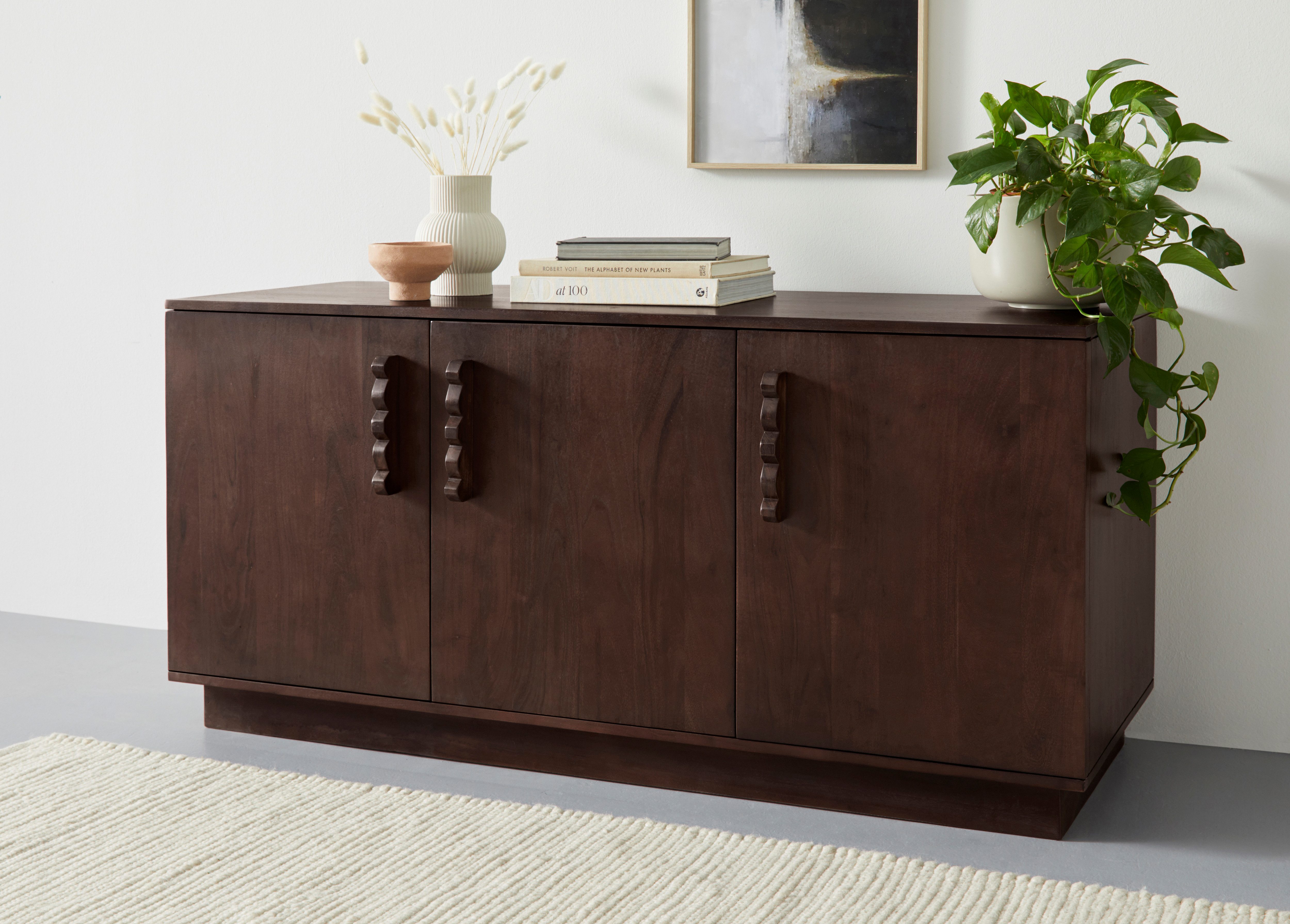 LeGer Home by Lena Gercke Dressoir EMINA Massief acaciahout, 146 cm commode, met soft-close en designgrepen