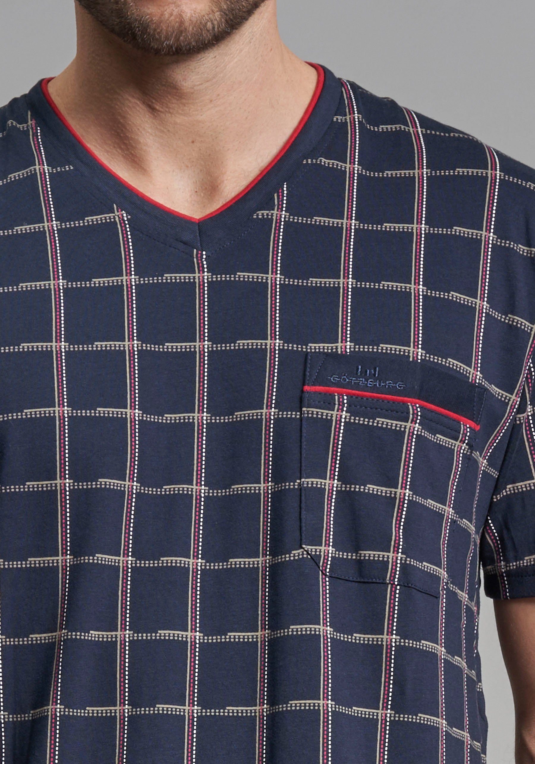 GÖTZBURG Shortama Bronx met fijne contrastnaad en coole patroon (2-delig)