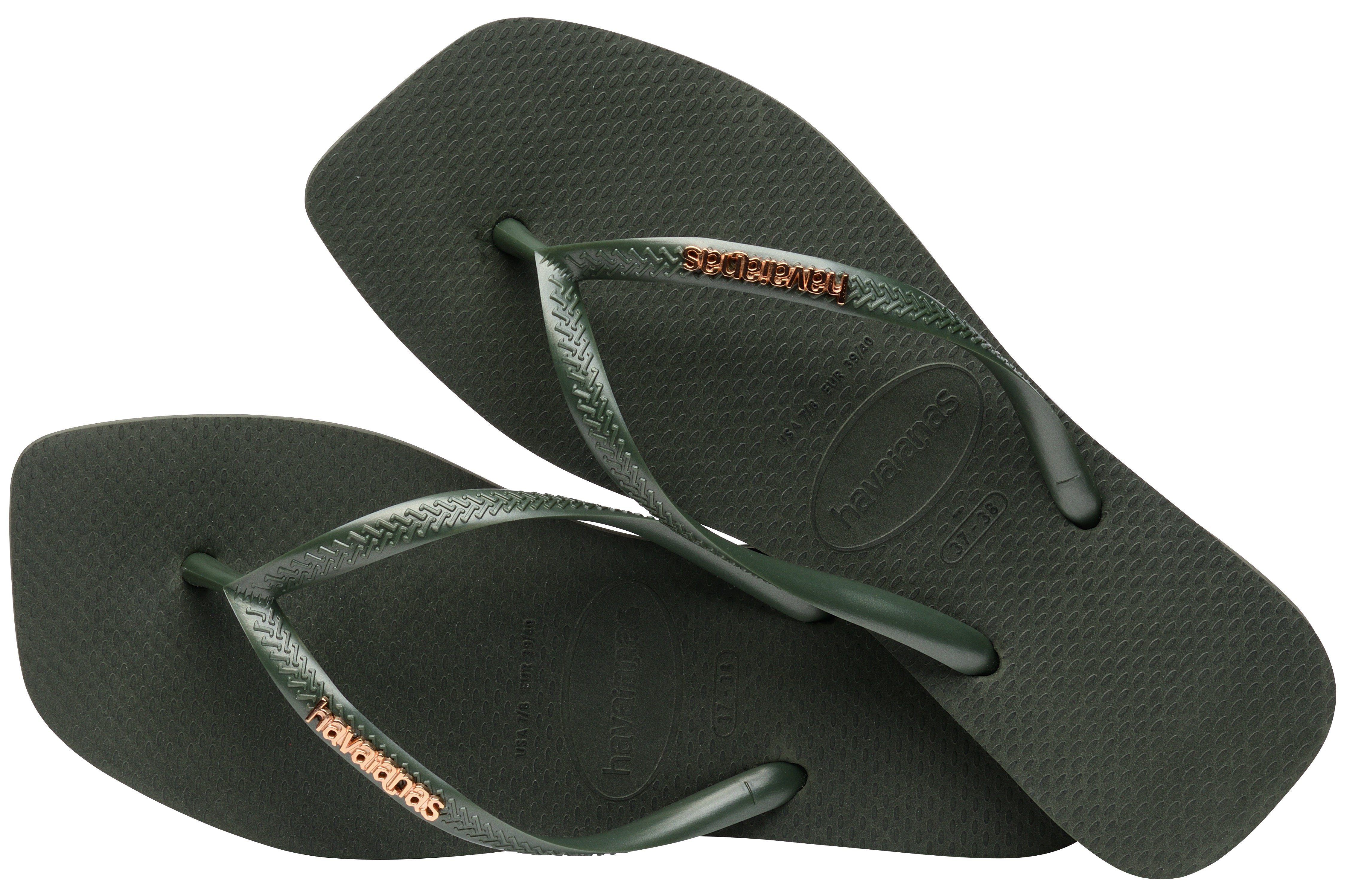 Havaianas Teenslippers SQUARE LOGO METALLIC , zomerschoen, slippers, poolslides met metallic bandjes