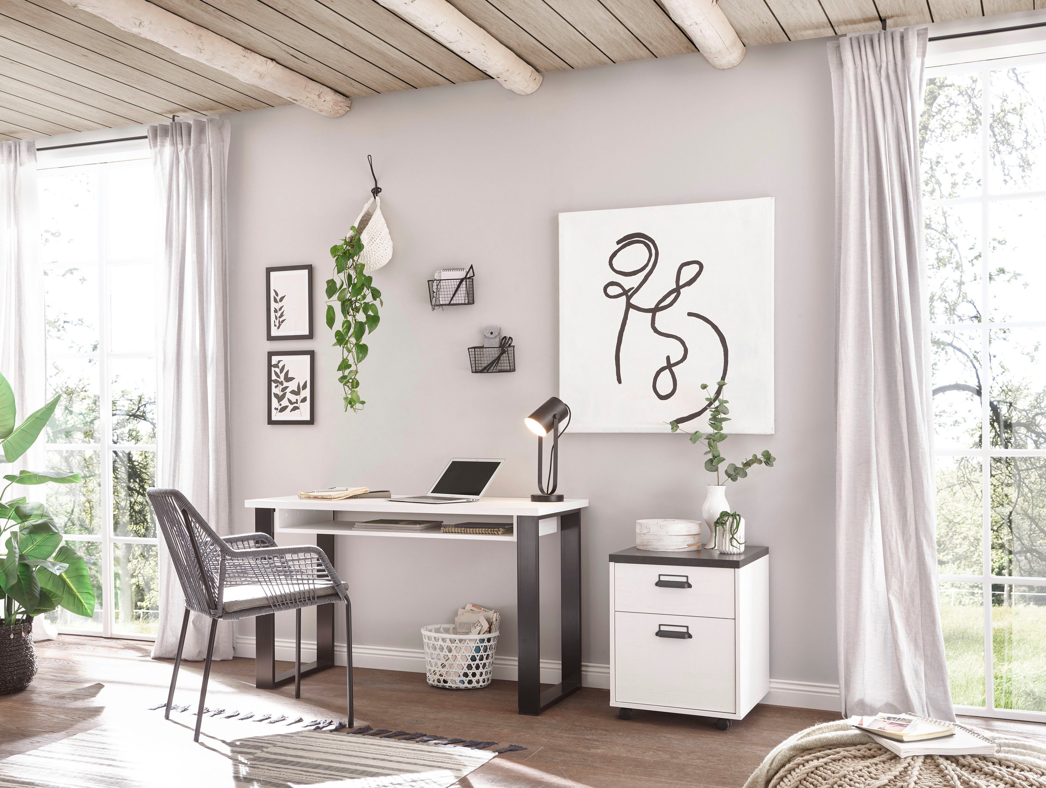 Home affaire Kastje op wieltjes Sherwood met metalen apotheker handgrepen, breedte 47 cm, soft-close functie