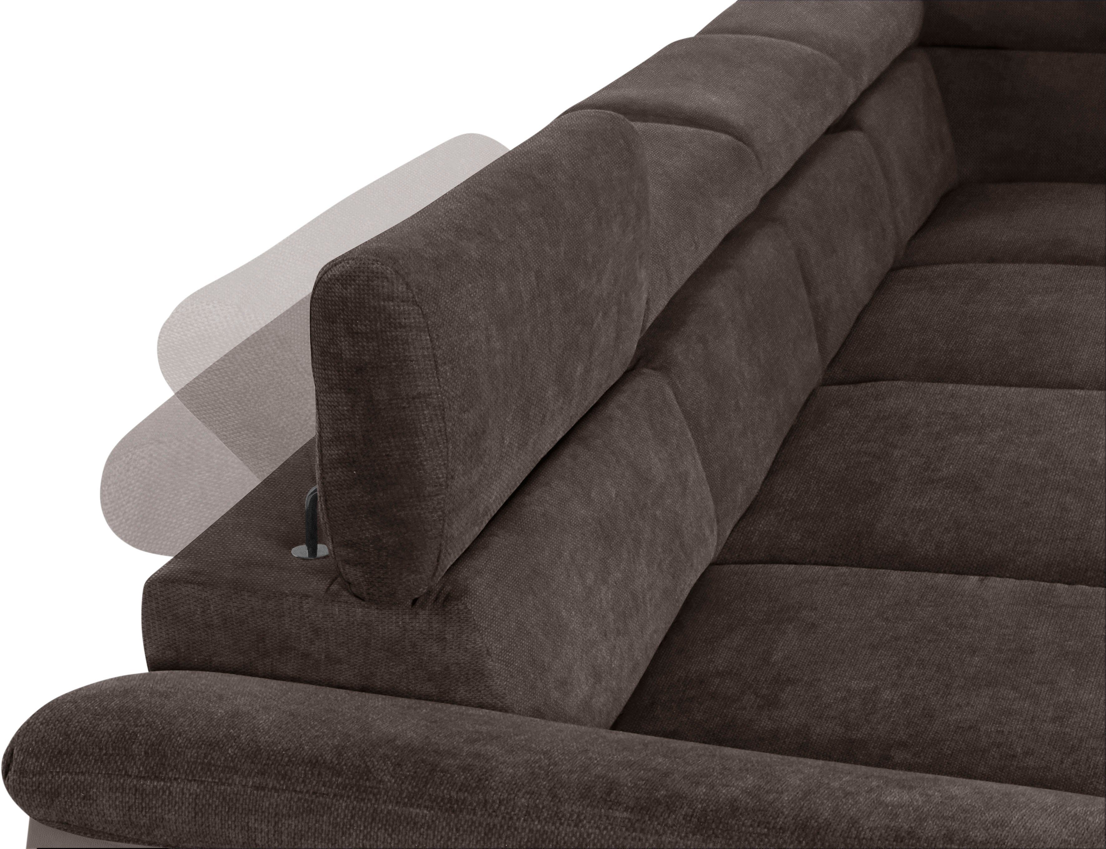 COTTA Zithoek Komaris U-vorm, B: 320 cm met hoofdverstelling, optioneel bedfunctie, bedlade & licht