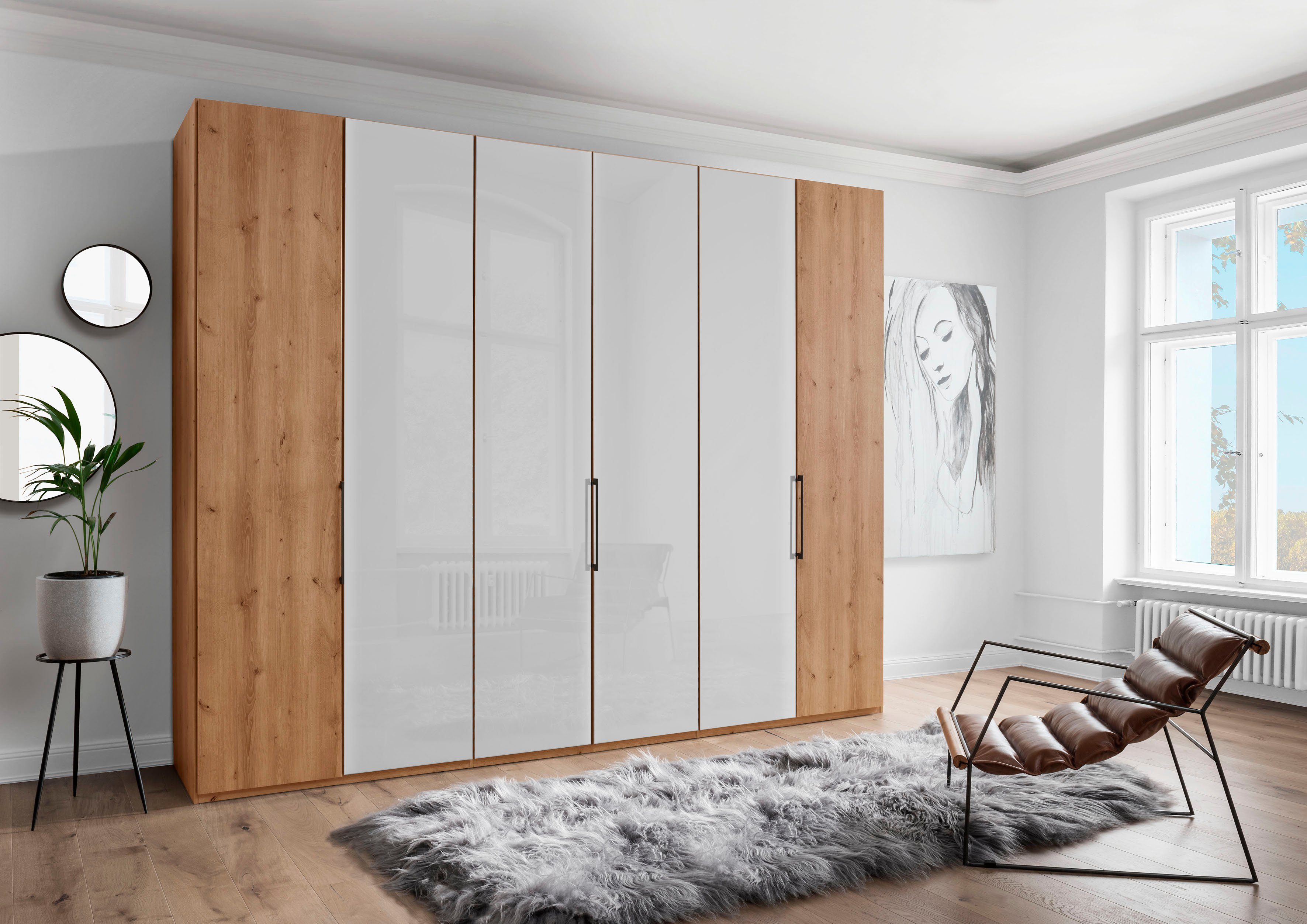 WIEMANN Vouwdeurkast Monaco met deels glazen front en hoogwaardig beslag garderobekasten beige