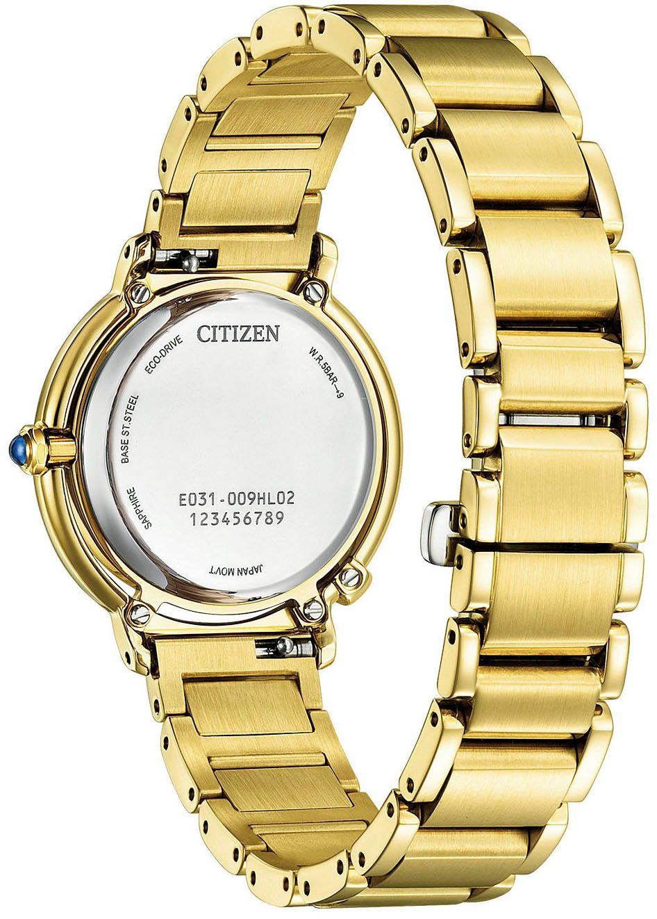 Citizen Solarhorloge Horloge, dameshorloge, diamanten, saffierglas, stalen armband (set, 2-delig, Met verwisselbaar bandje van veganistisch leer (appel))