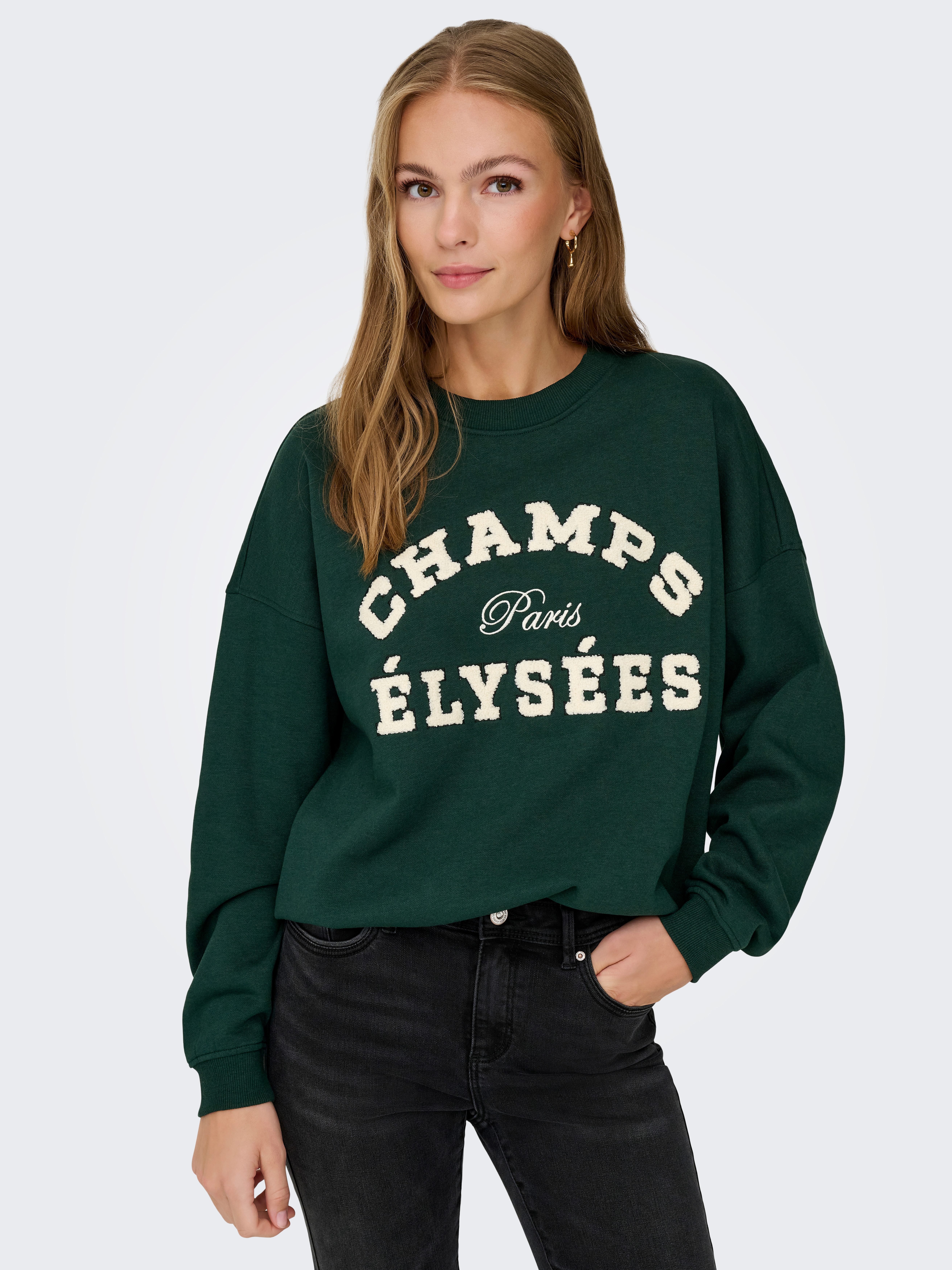JDY Sweatshirt JDYMESA L/S O-NECK EMB SWEAT JRS NOOS