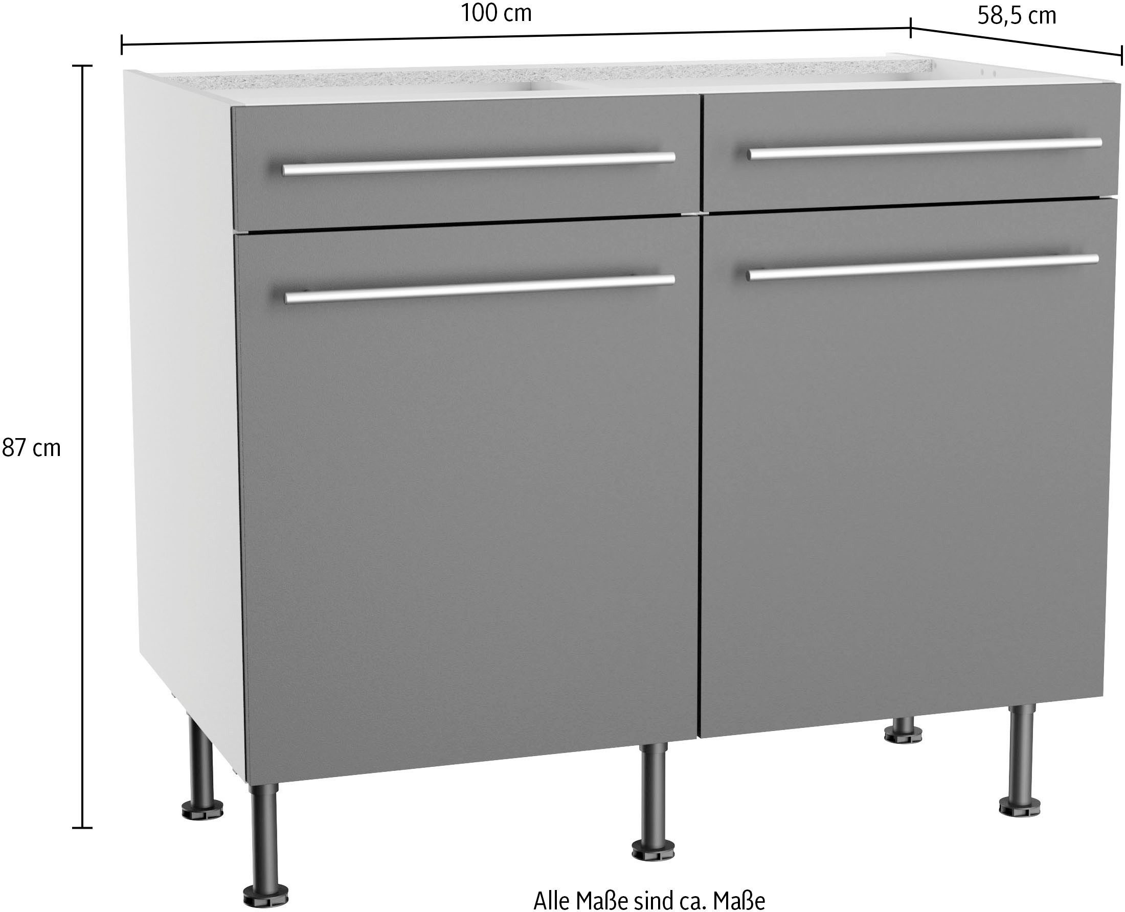OPTIFIT Onderkast Bern2 Breedte 100 cm, 2 deuren, 2 lades, 1 legplank