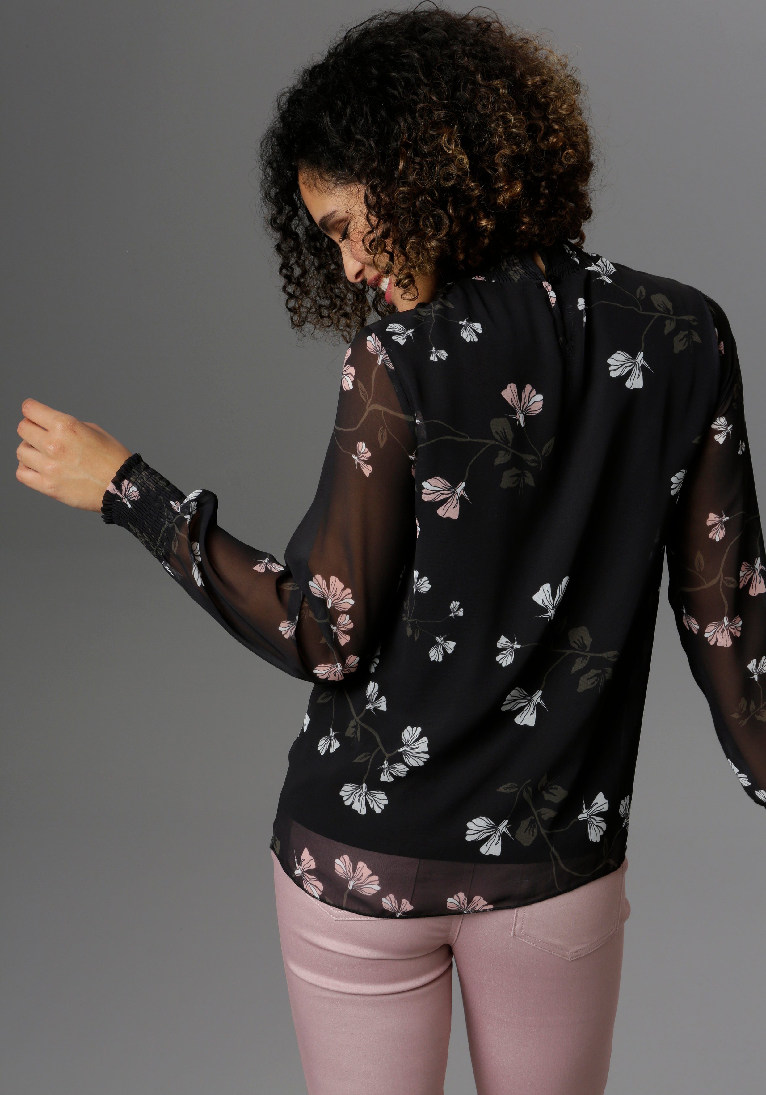 Aniston SELECTED Blouse zonder sluiting met smokinzetten