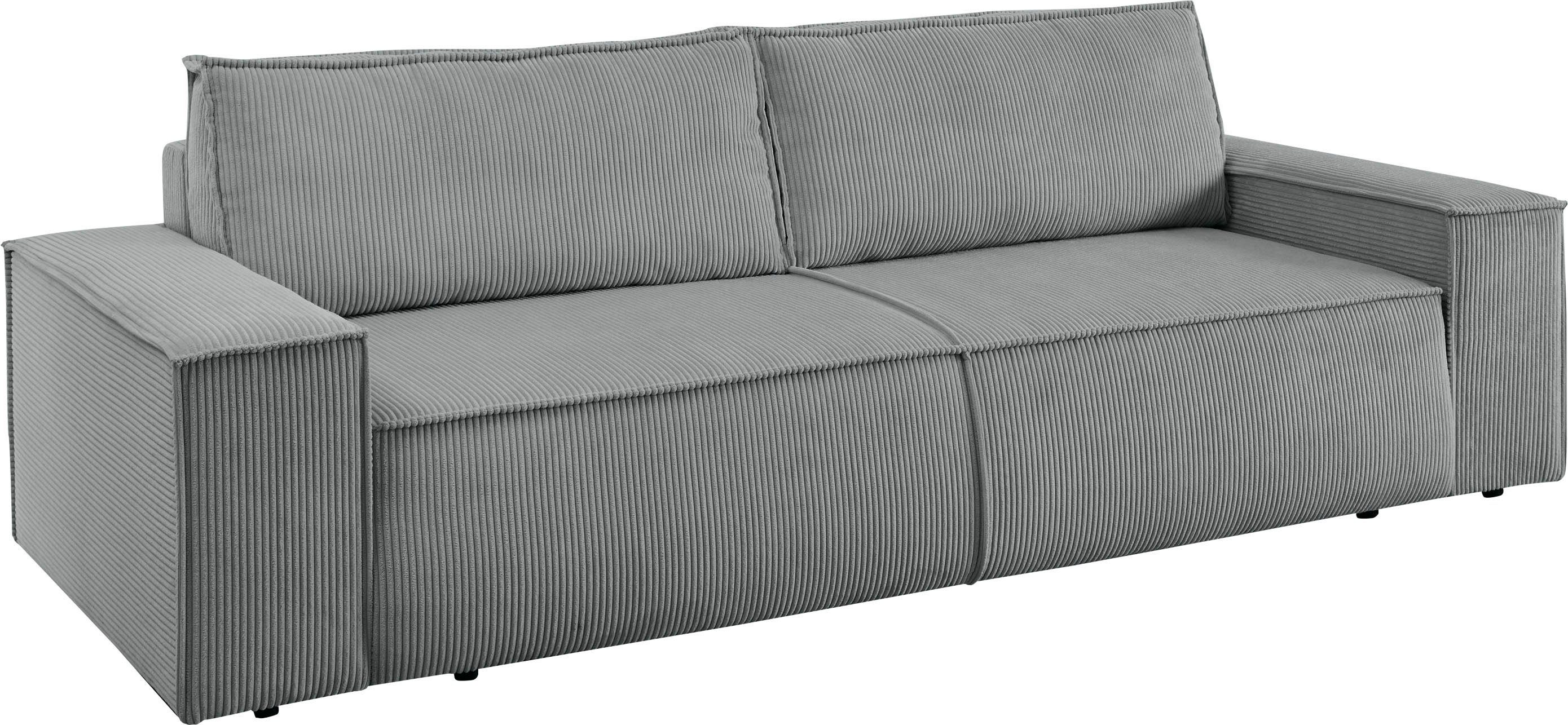 Home affaire 3-zitsbank SHERWOOD slaapbank (257 cm) ribfluweel, velours, vintage lederlook