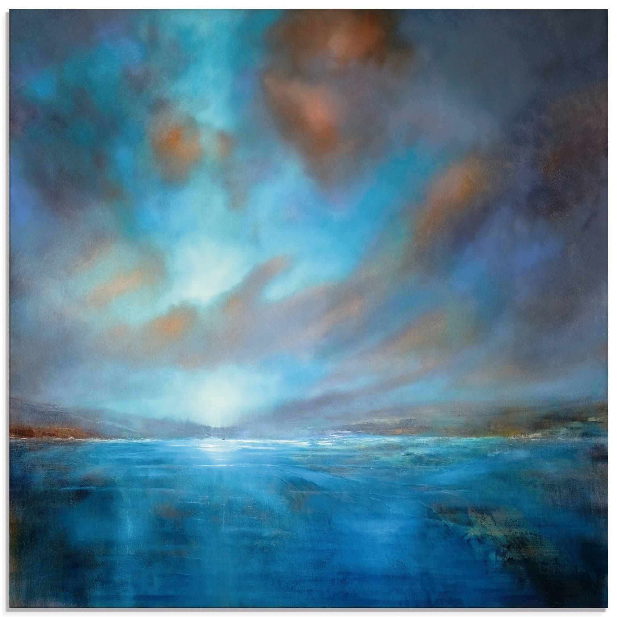 Artland Print op glas Blauwe wijdte in verschillende maten glazen artprint blauw