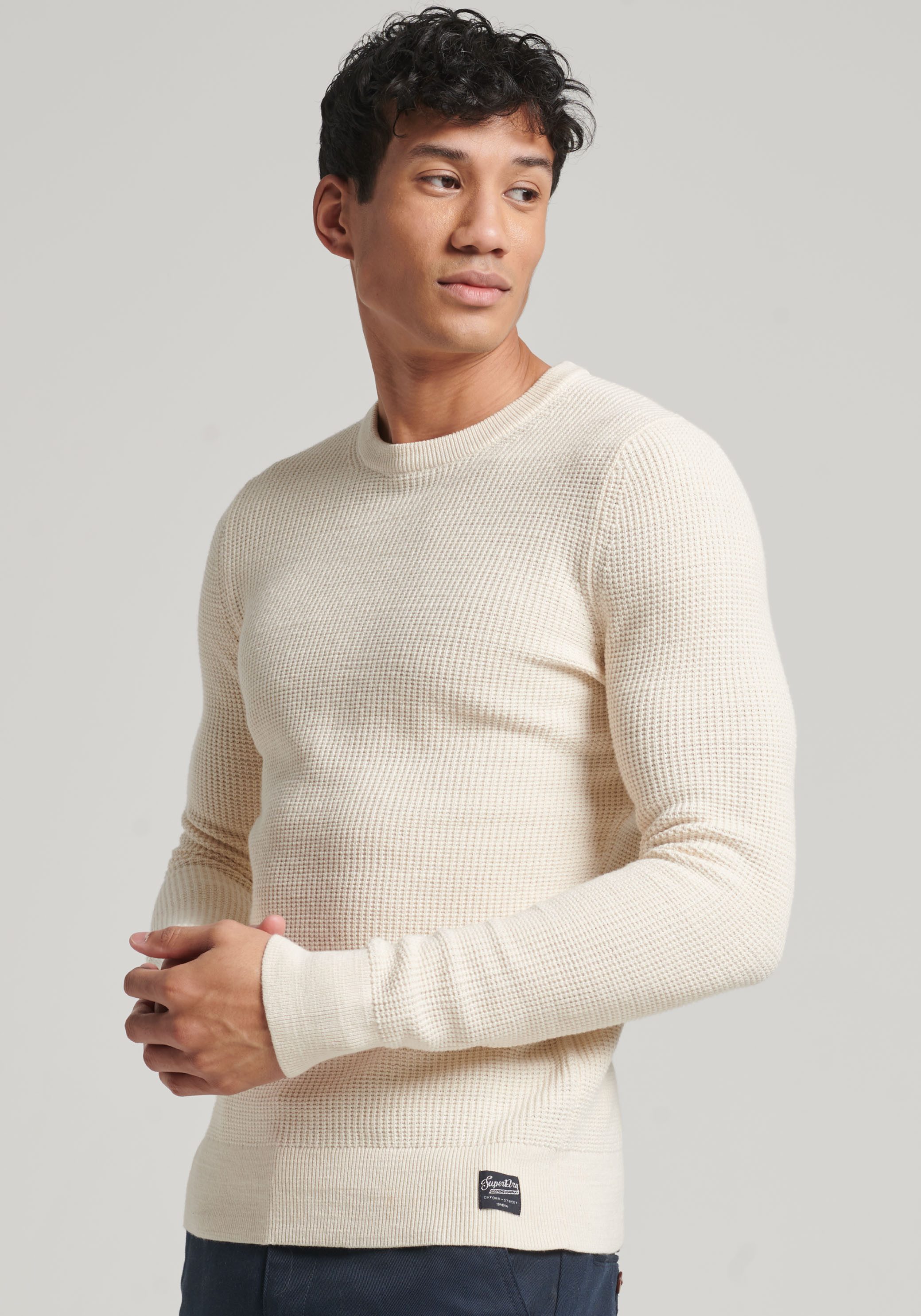 Superdry Gebreide trui TEXTURED CREW KNIT JUMPER met gestructureerd wafelbreipatroon