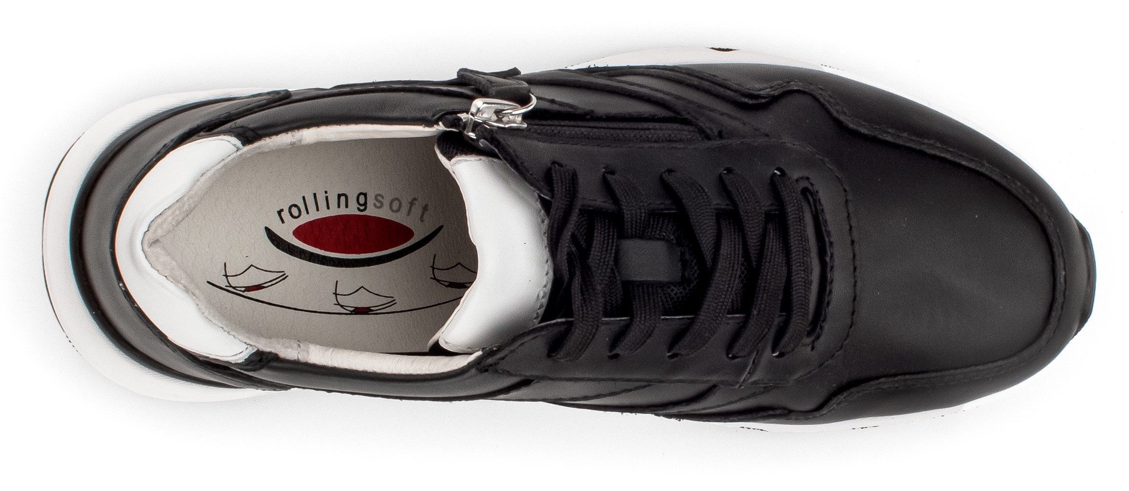 Gabor Rollingsoft Sneakers met sleehak , vrijetijdsschoen, lage schoen, veterschoen met schachtversteviging