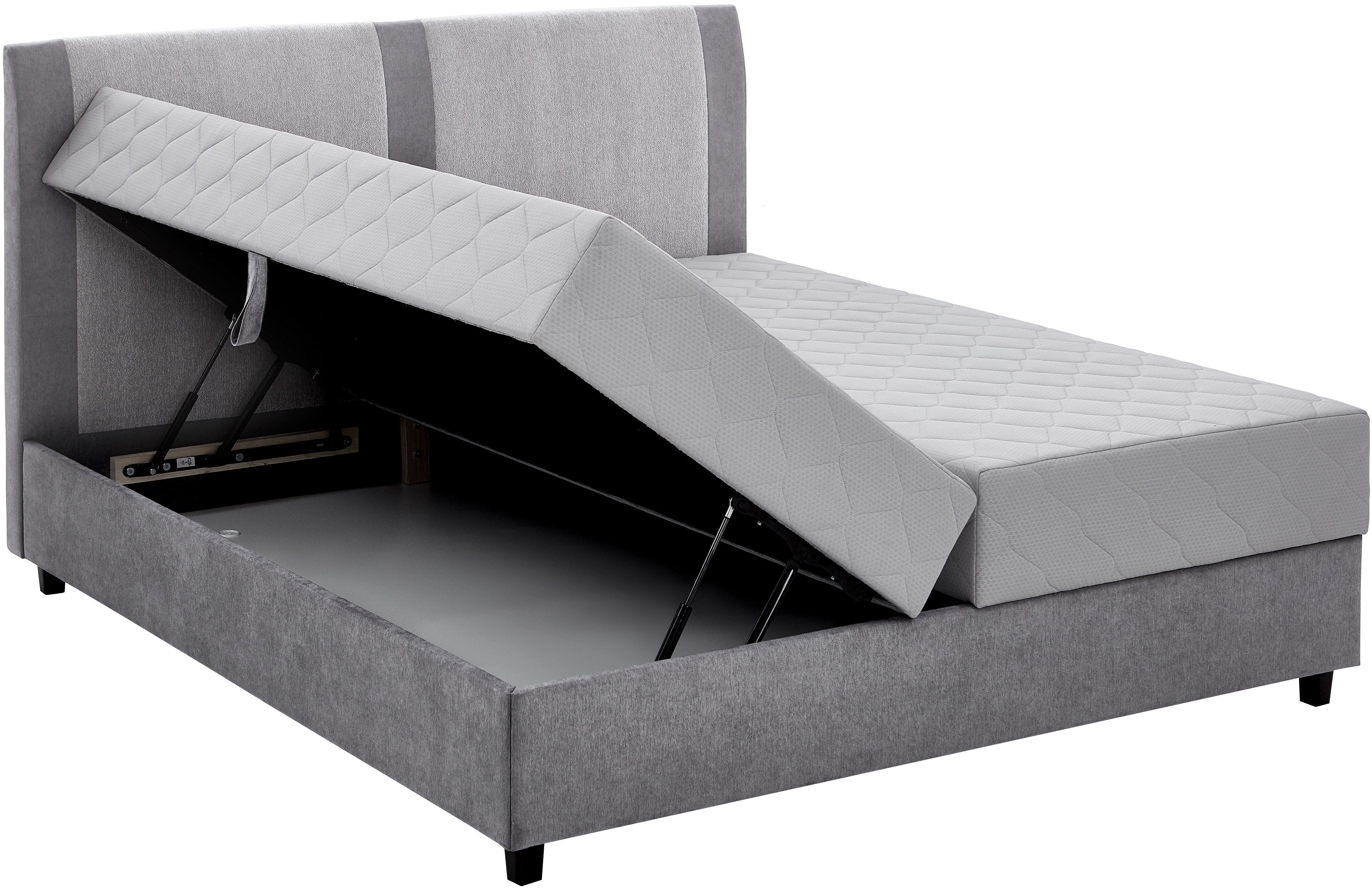 ATLANTIC home collection Boxspring Borgholm met pocketveringsmatras, bedkist en garnering in het hoofdbord
