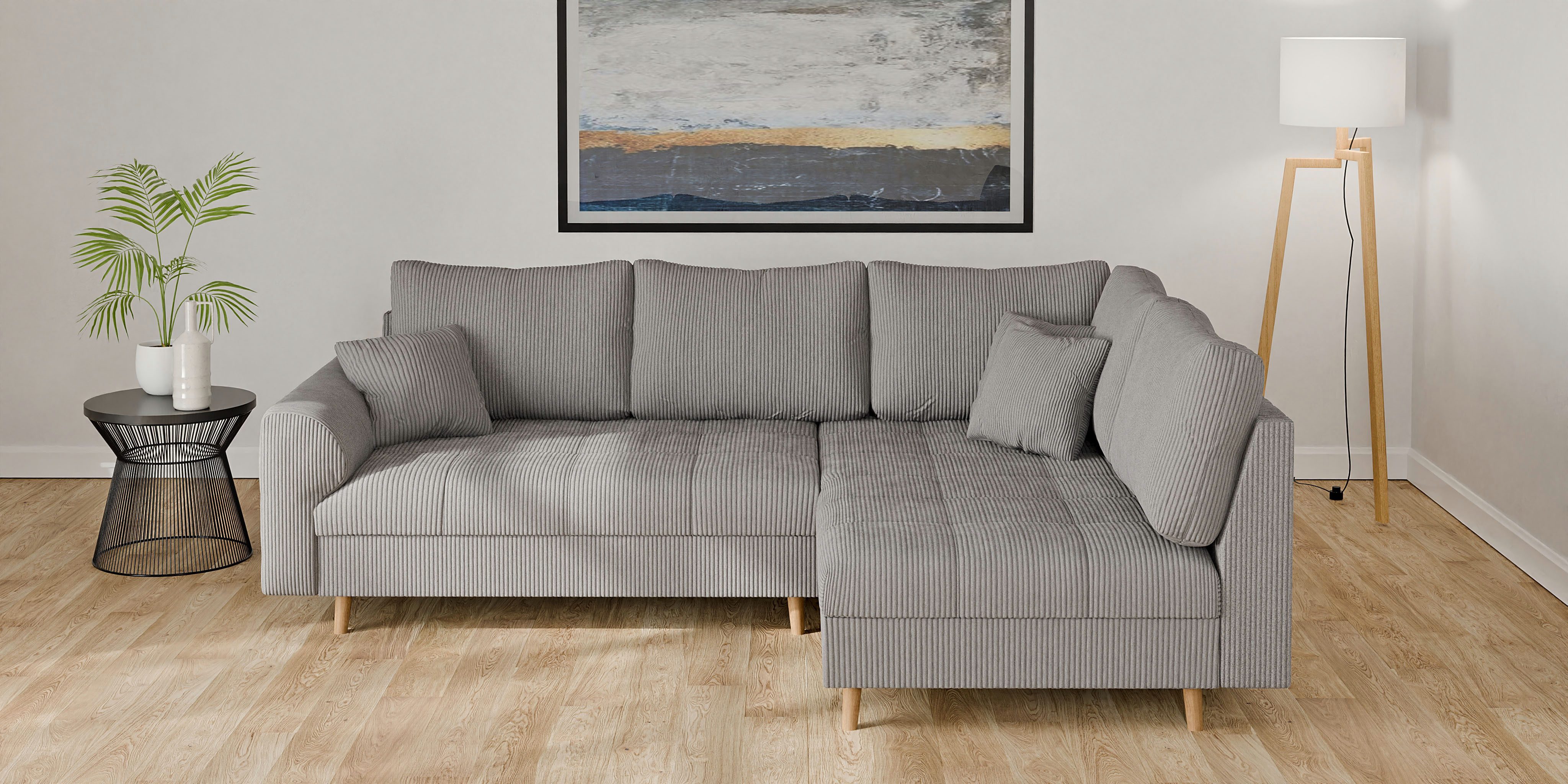 Home affaire Hoekbank CHARRE L-vorm met ottomane, afmetingen B/D/H: 231/161/81 cm fijne stiksels, losse rug- en sierkussens, ook in cord en bouclé