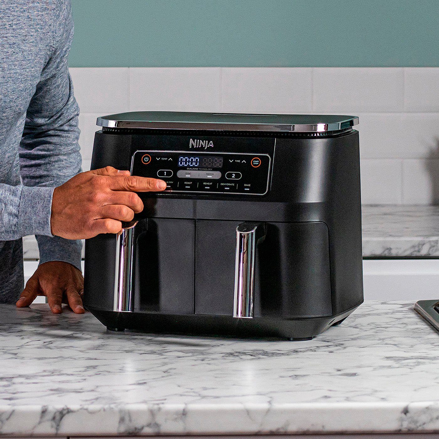 NINJA Airfryer Foodi Dual Zone AF300EU 0,9 kg capaciteit per stuk incl. 2 krokante schalen