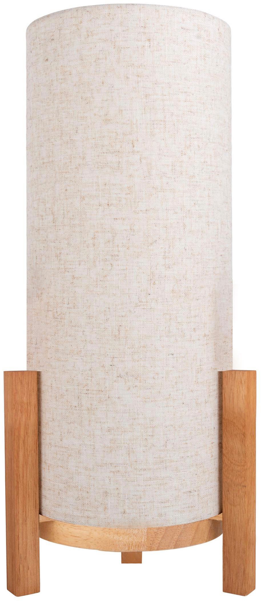näve Led-tafellamp Matida Accu-werking, incl. USB-C-kabel, houten frame, textielscherm, dimbaar (1 stuk)