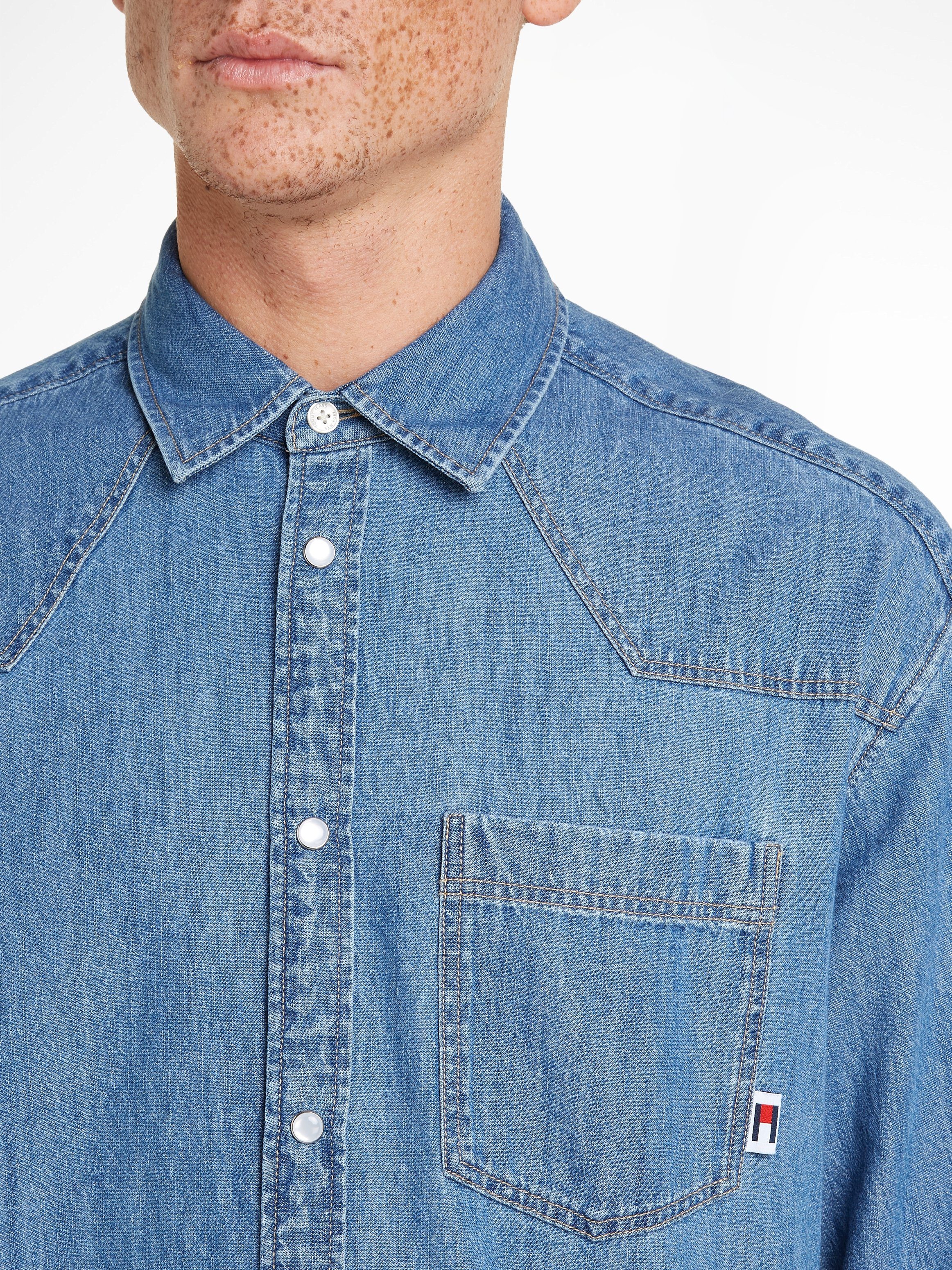 TOMMY Jeans overhemd TJM RLX WESTERN DENIM SHIRT