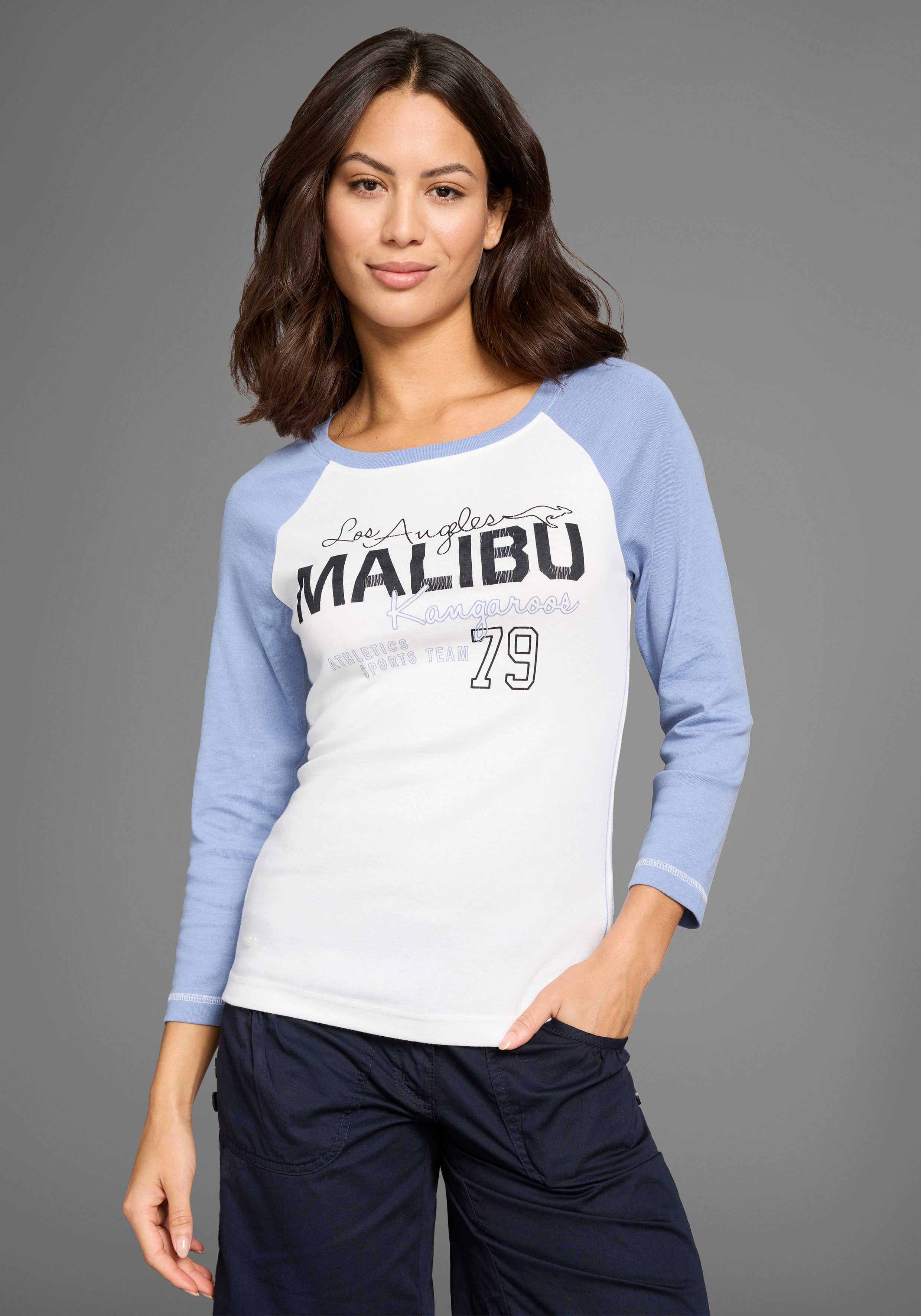 KangaROOS Shirt met 3/4 mouwen College-shirt met frontprint