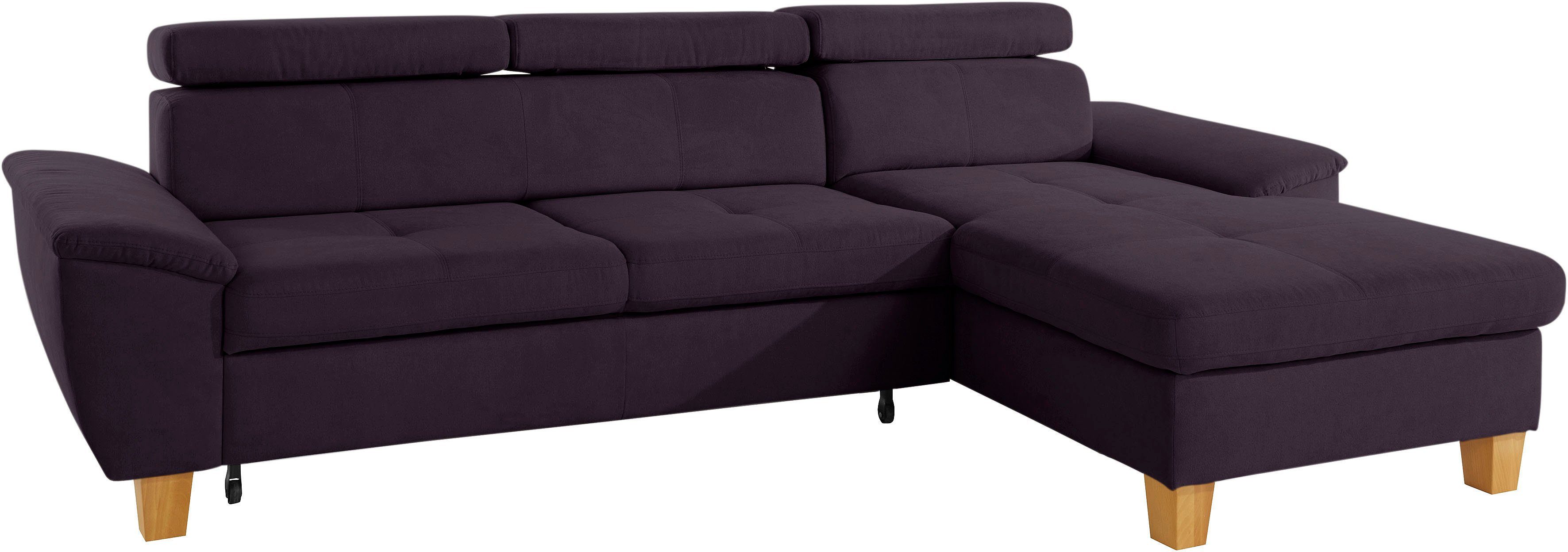exxpo - sofa fashion Hoekbank Enya, uitgebreide afwerking, hoog zitcomfort, comfortabel, L-vorm inclusief verstelbare hoofdsteun, naar keuze met slaapfunctie en bedkist