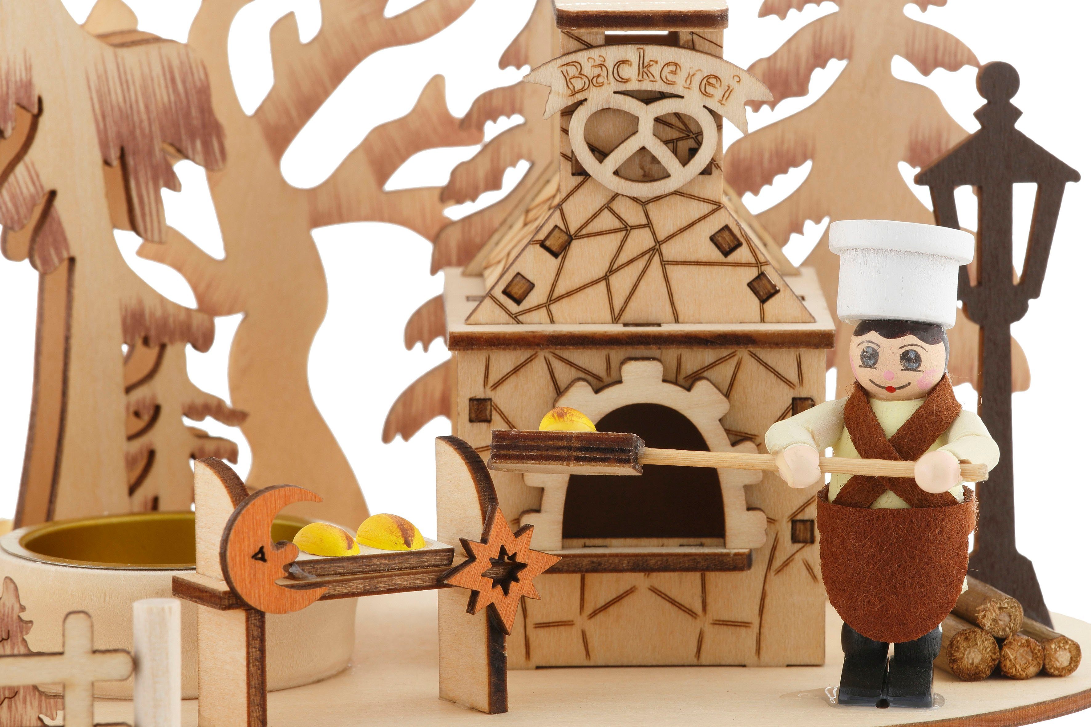 Home affaire Kerstpiramide Bakkerij, kerstversiering Theelichtpiramide met rookoven, hoogte ca. 23 cm