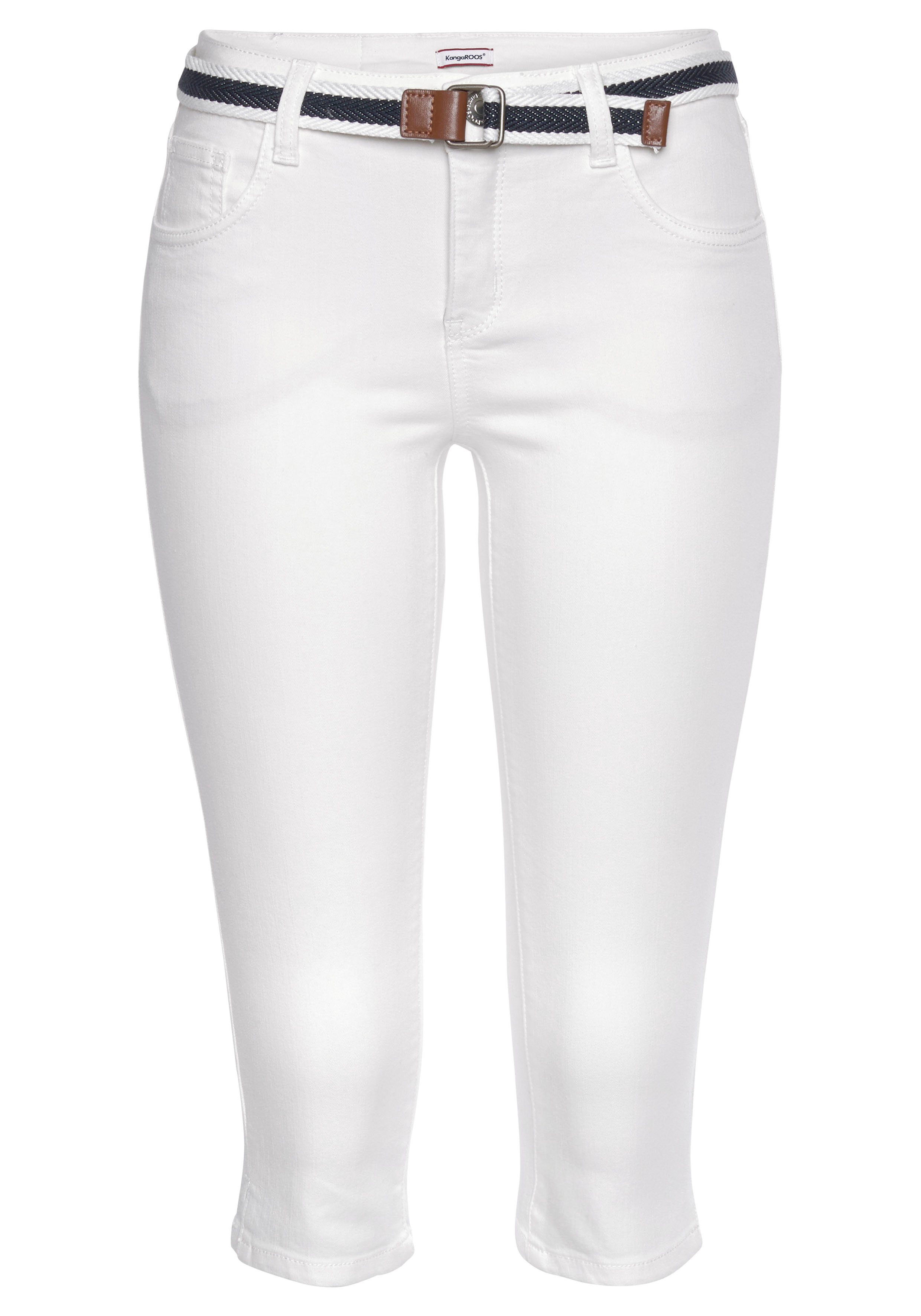 KangaROOS Capri jeans Capri-jeans met riem Skinny fit, met split, normale taille (set, Met een afneembare riem)