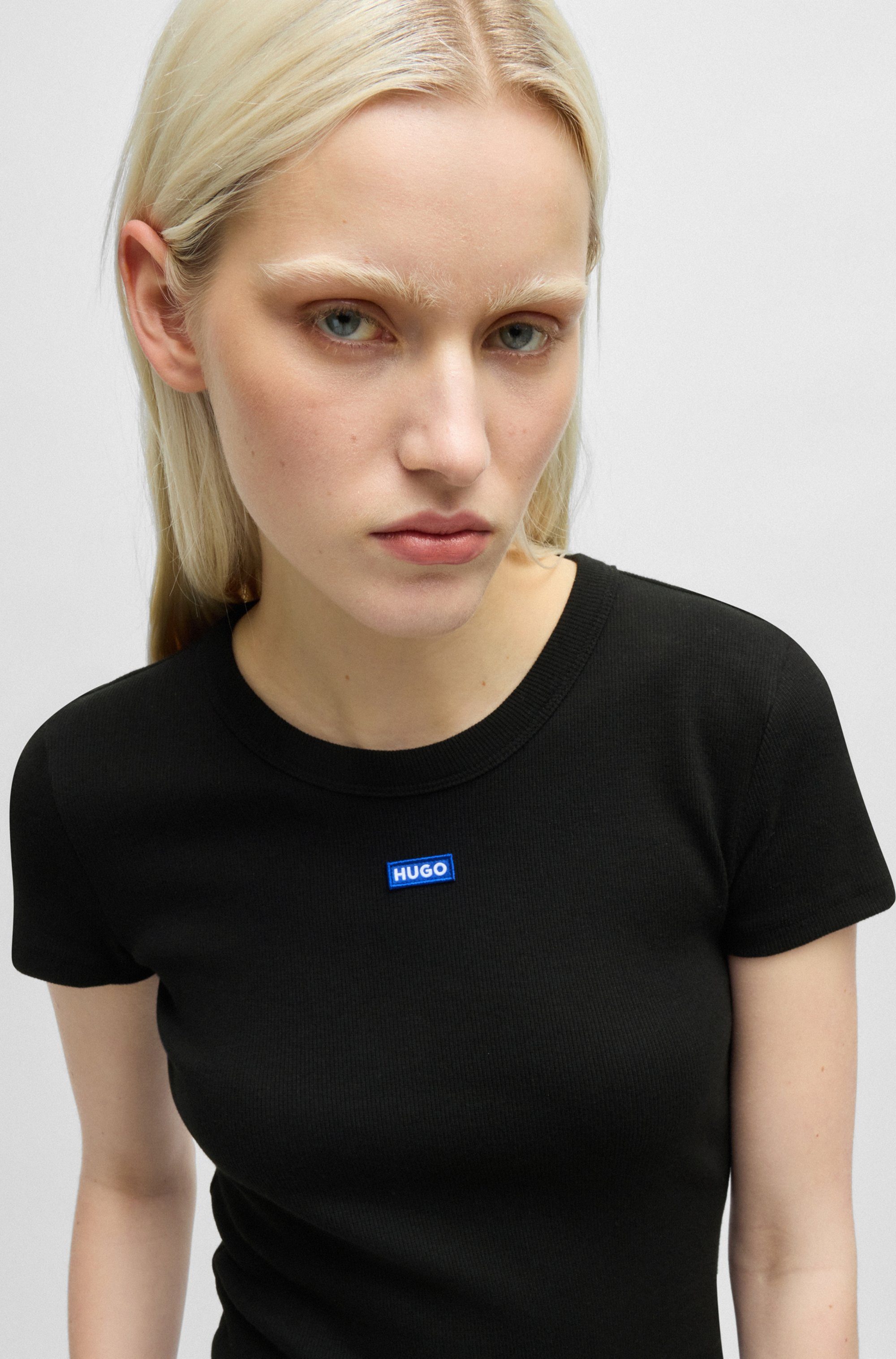 HUGO Blue T-shirt EASY TEE met hugo applicatie