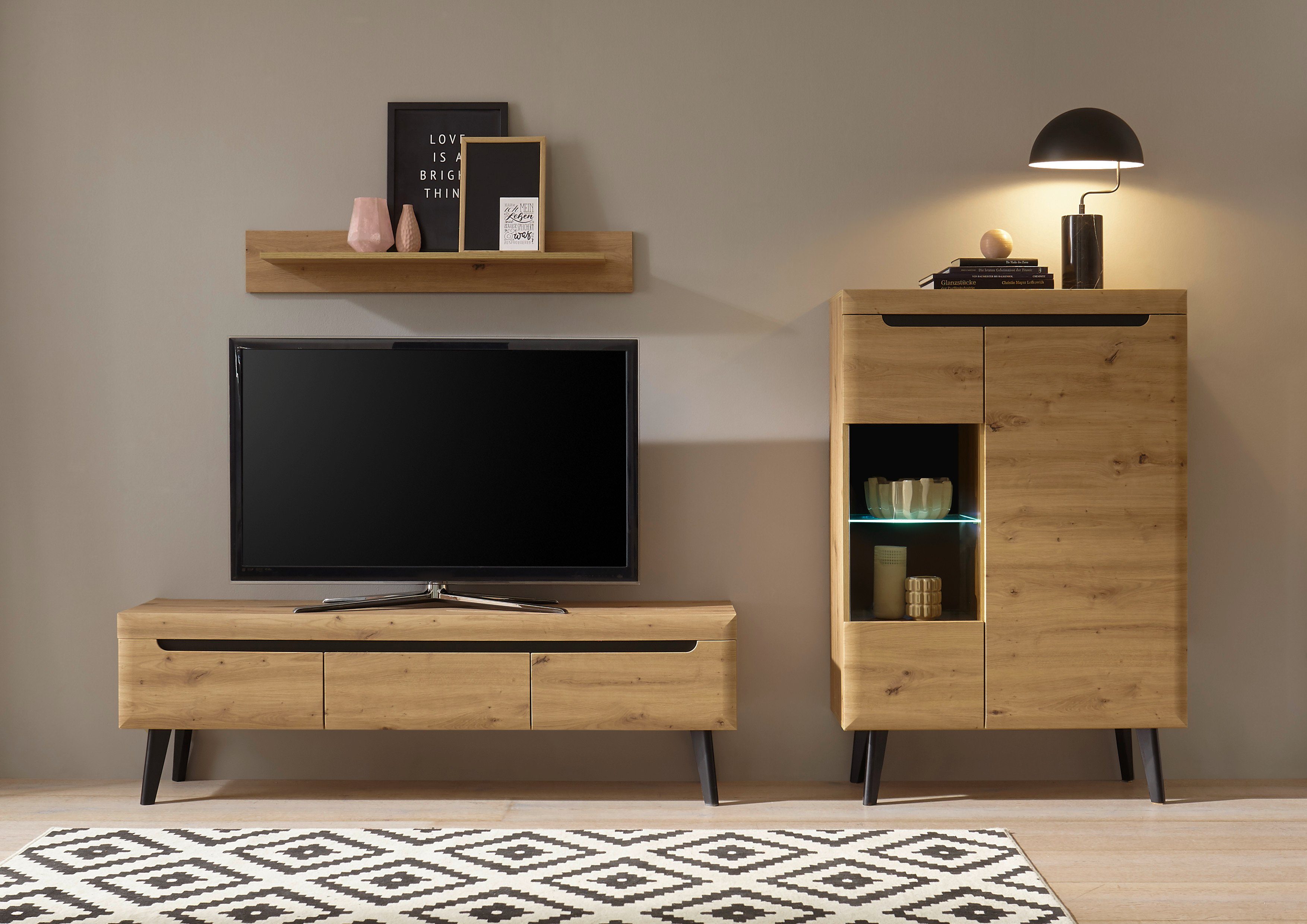 INOSIGN Vitrinekast Torge, hoge kast, glazen vitrine, staande vitrine, vitrinekast in drie verschillende kleuren beschikbaar, glazen deur & -bodem, 90 cm breed (1 stuk)