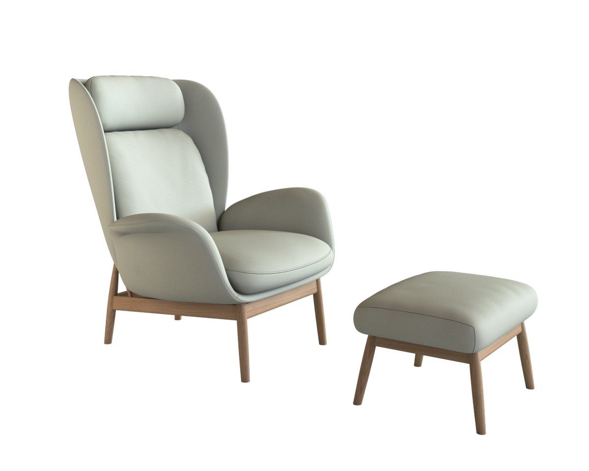 FLEXLUX Oorfauteuil Padova Stijl & comfort, organische vorm, geïntegreerde lendesteun, eikenhouten voet