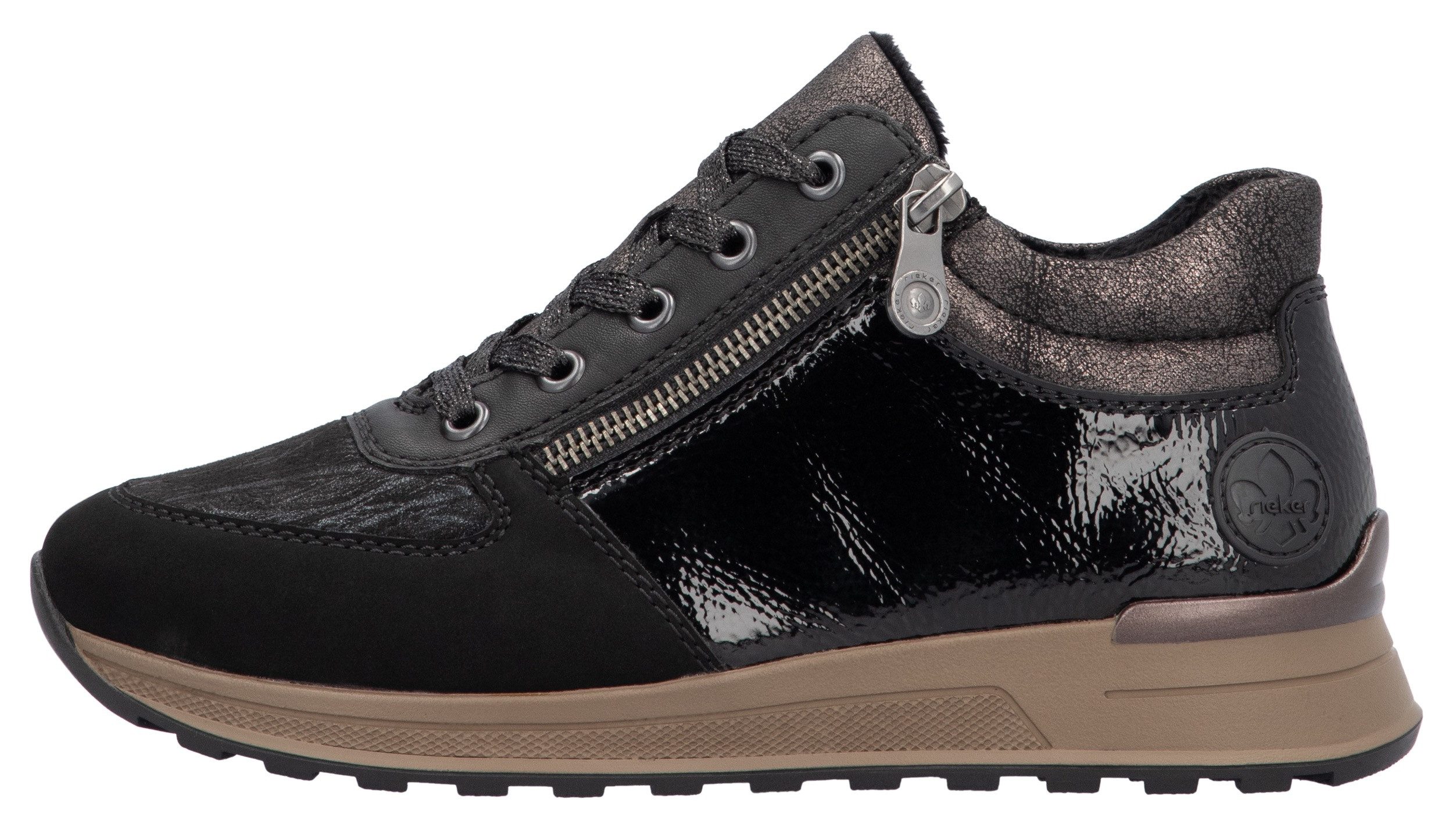 Rieker Sneakers , vrijetijdsschoen, lage schoen, veterschoen met zijrits