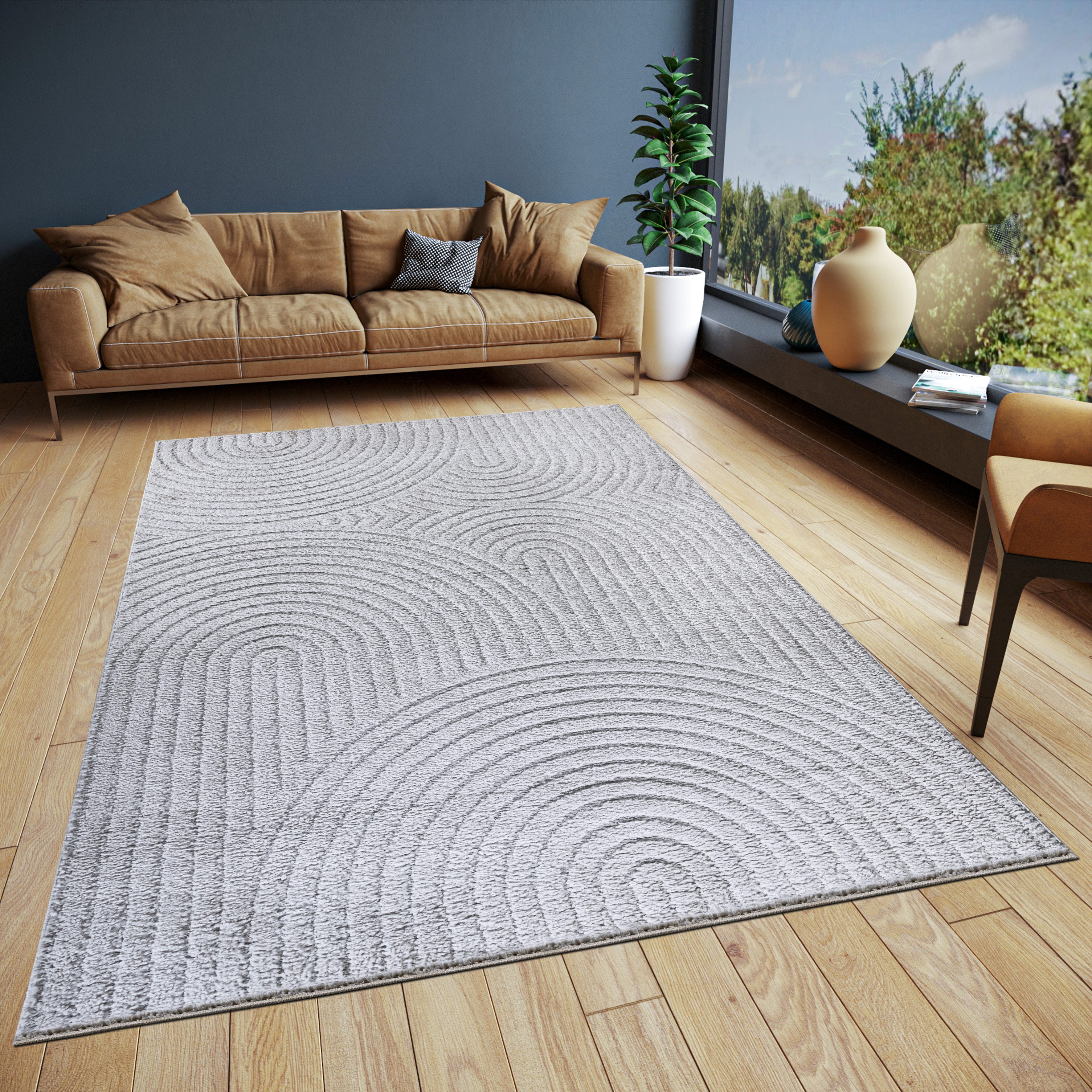 ELLE DECORATION Design-vloerkleed Cosy Panglao, ook als rond tapijt verkrijgbaar uni laagpolig, hoog-laag structuur, modern, scandi, boho, woonkamer