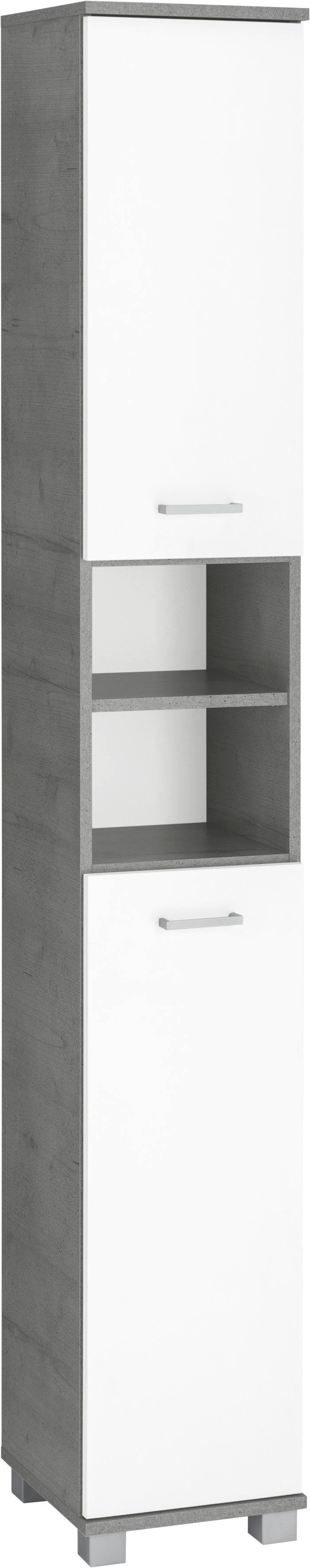 Schildmeyer Hoge kast Mobes Breedte x hoogte: 30,3x193,7 cm, deuren aan beide kanten te monteren, badkamerkast met praktische schappen en planken achter de deuren