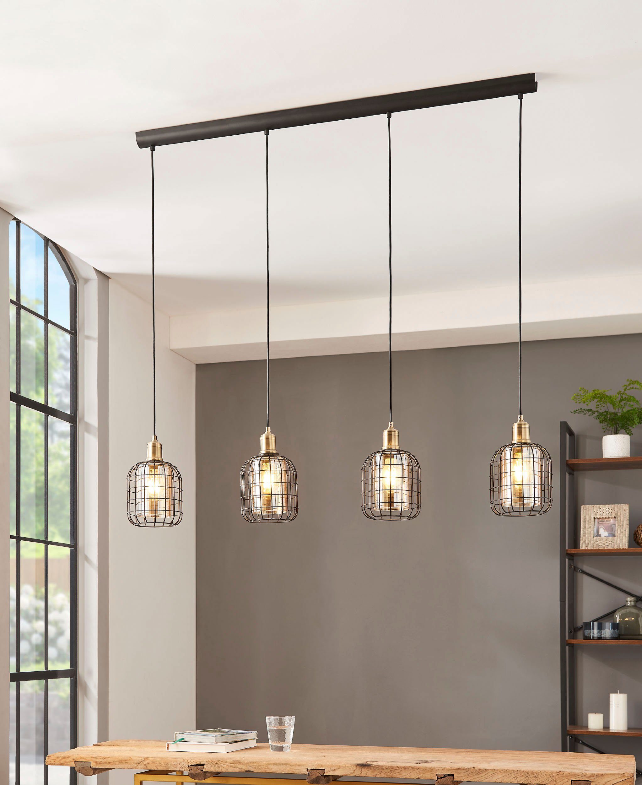 EGLO Hanglamp CHISLE Hanglamp in bruin en zwart van staal - excl. E27 - 40W (1 stuk)