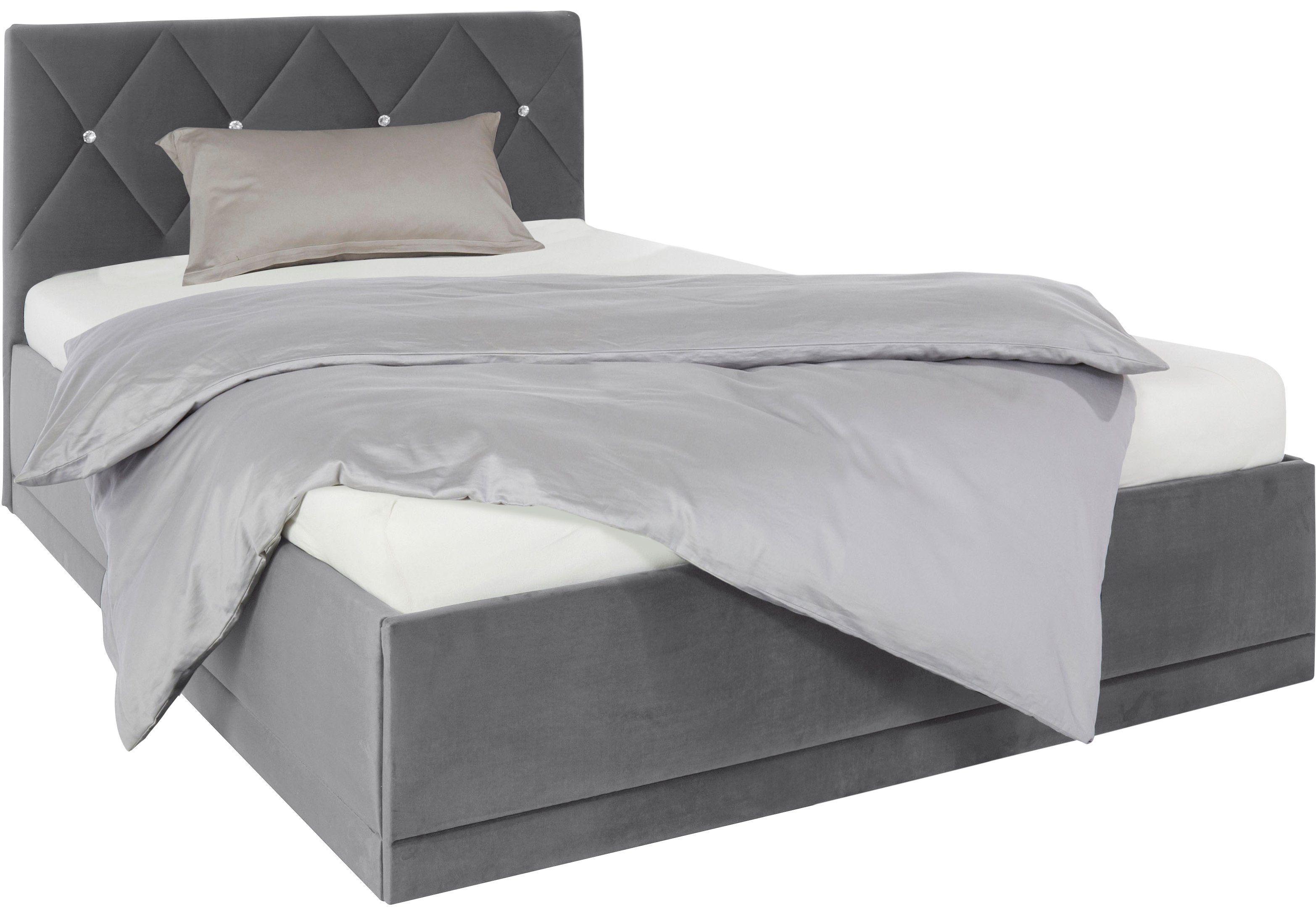 Westfalia Polsterbetten Gestoffeerd bed ADAMAS ook met bedlade, knoopdetails met stras