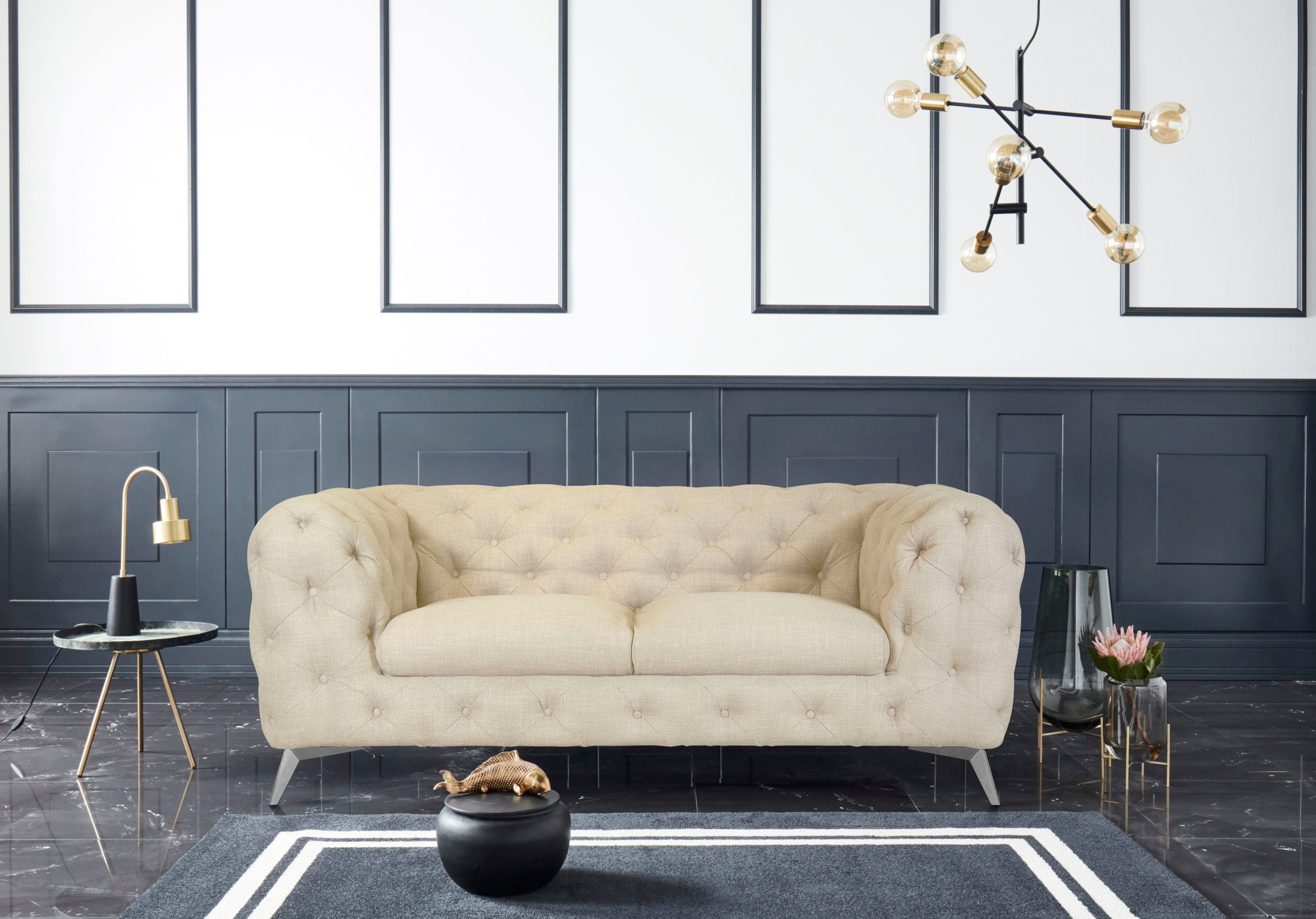 Leonique Chesterfield-bank Glynis luxueuze capitonnage, moderne chesterfield look, kleur van de poten ter keuze