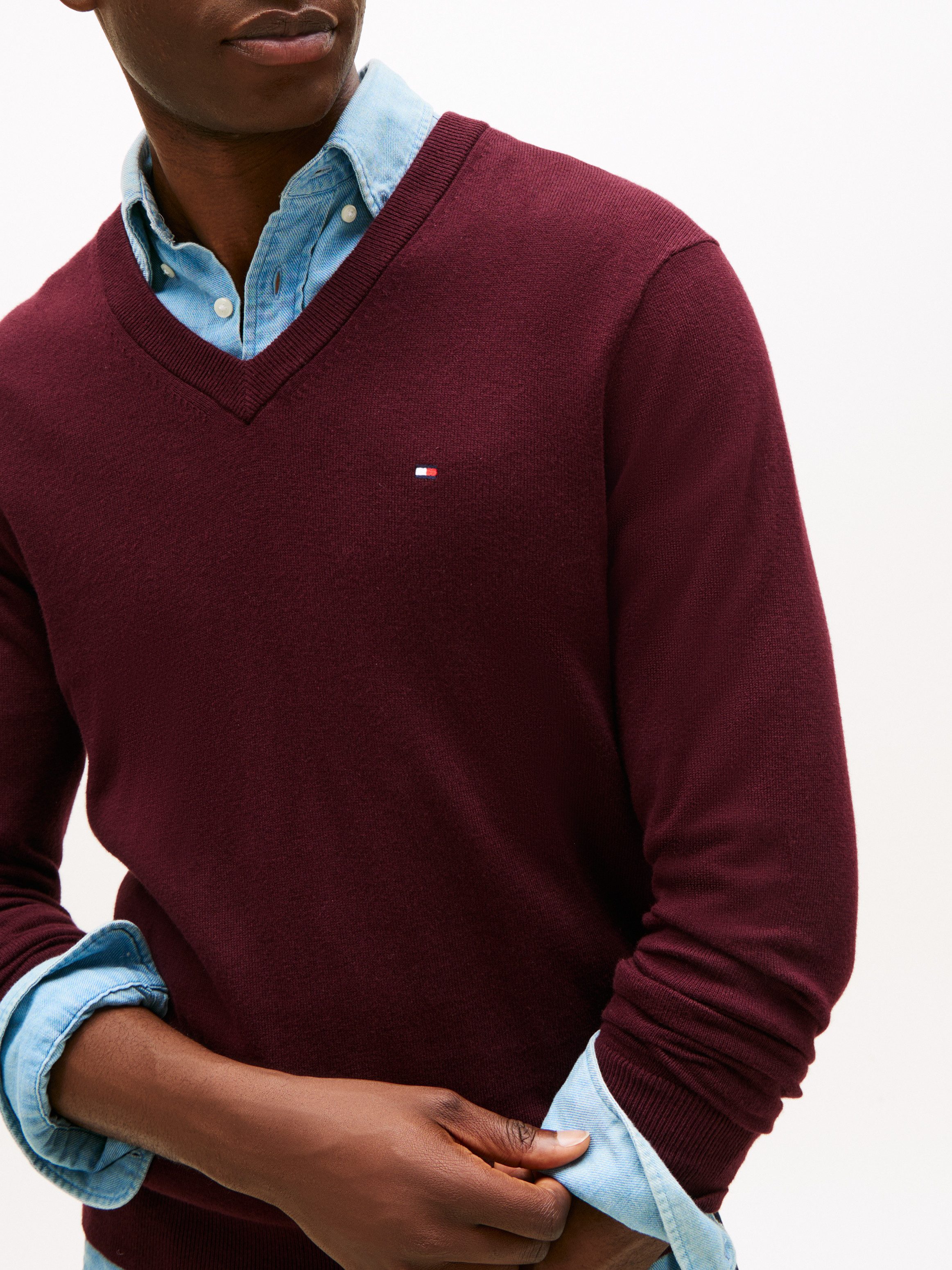 Tommy Hilfiger Trui met V-hals PIMA ORG CTN CASHMERE V NECK