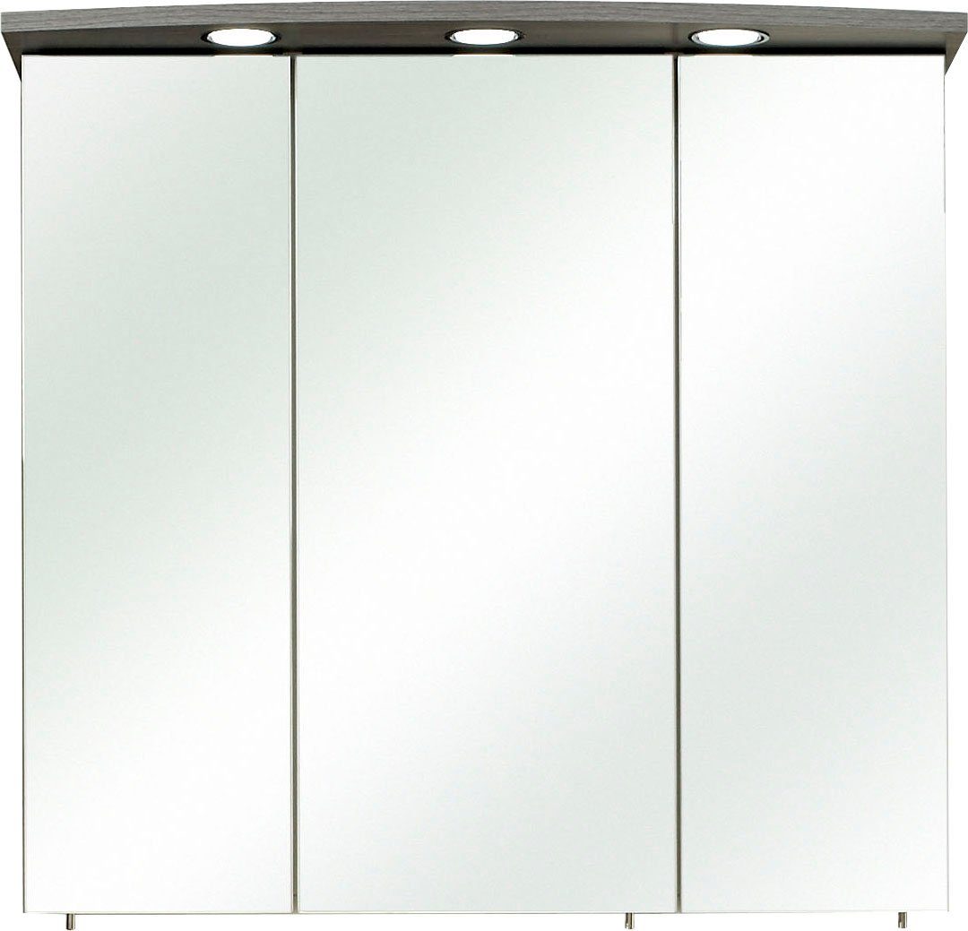 Saphir Spiegelkast Quickset 916 badkamermeubel, 3 spiegeldeuren, 6 planken, 75 cm breed spiegels & verlichting grijs