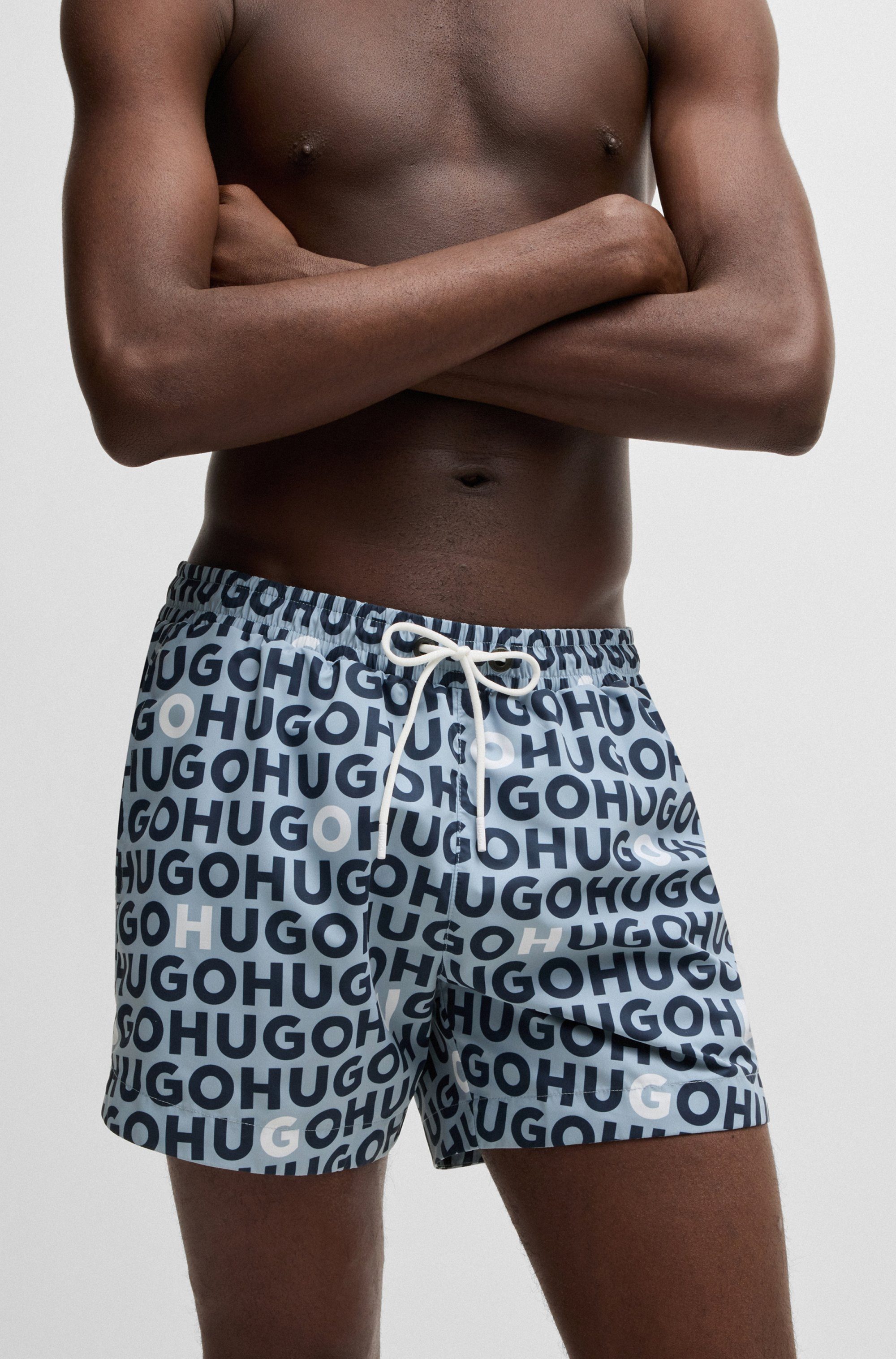 HUGO underwear Zwembroek Tortuga met allover logo-tekst