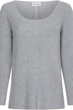 calvin klein curve trui met ronde hals inclusive essential rib sweater modieus ribbreisel grijs