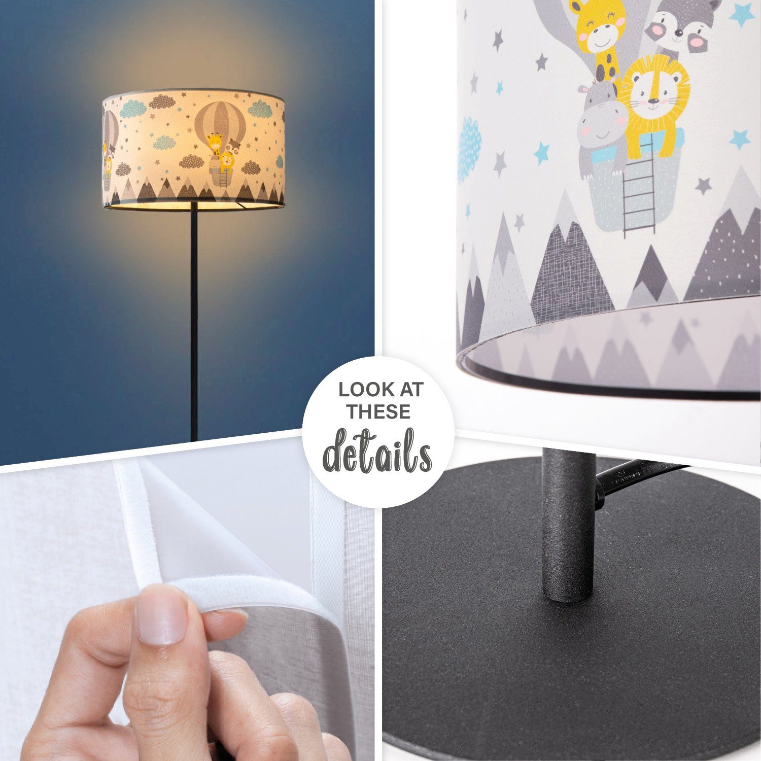 Paco Home Staande lamp Cosmo 343 Lamp kinderkamer kindlamp babykamer E27 luchtballon dieren