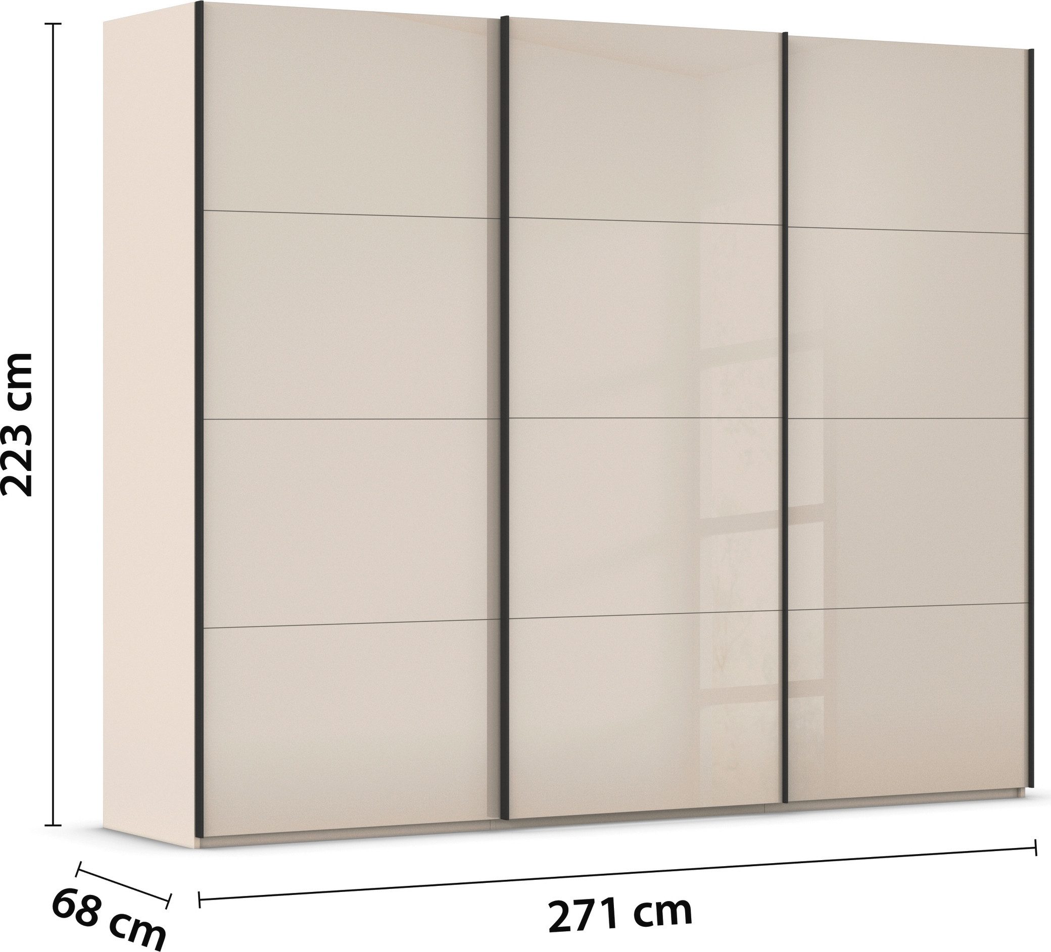 rauch Schuifdeurkast Kledingkast Kast Garderobe Slaapkamerkast SCALE-FYRA edel vierdelige deuren met glas-front veel kleuren made in germany