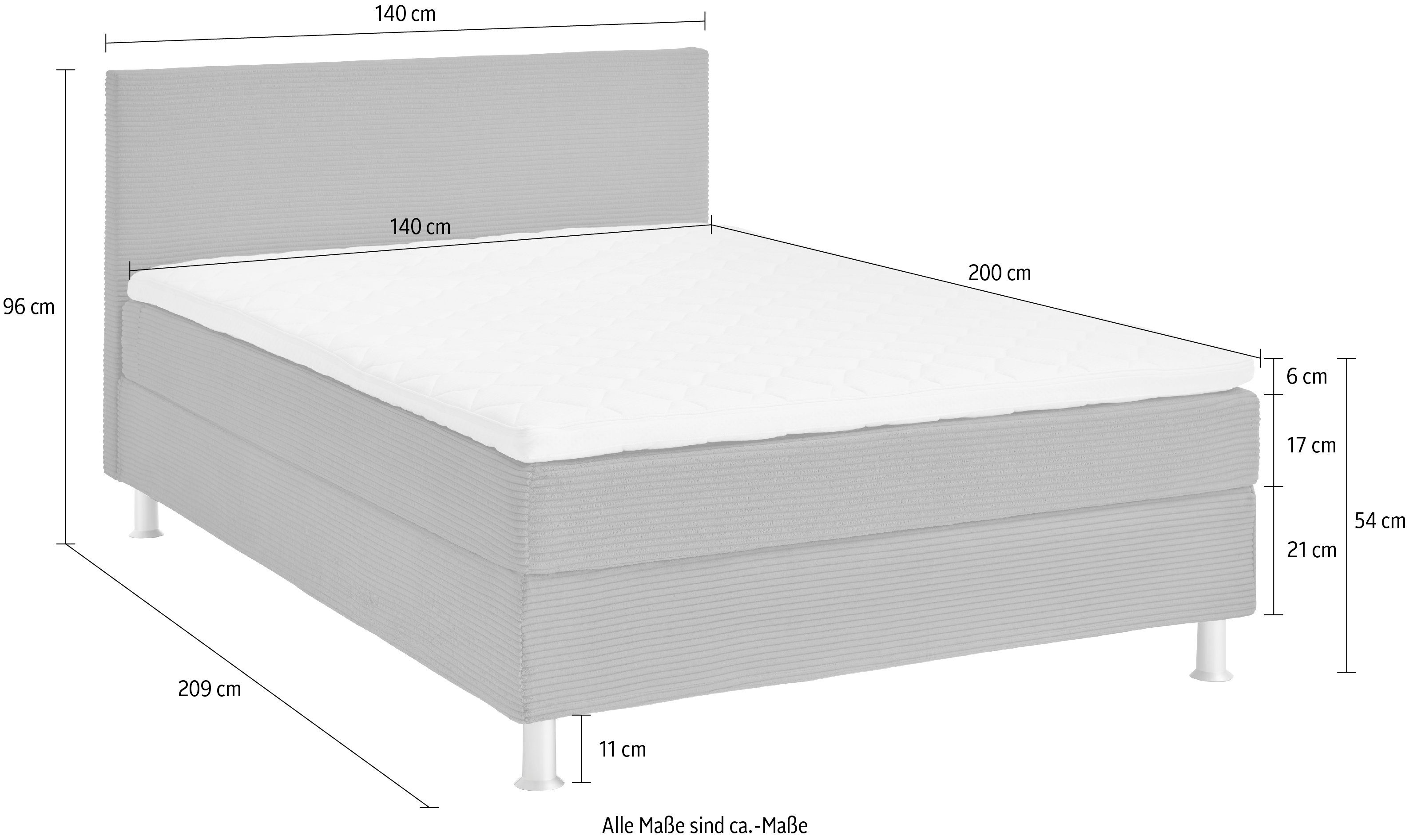 ATLANTIC home collection Boxspring Edison inclusief bonell-binnenveringsmatras en topmatras