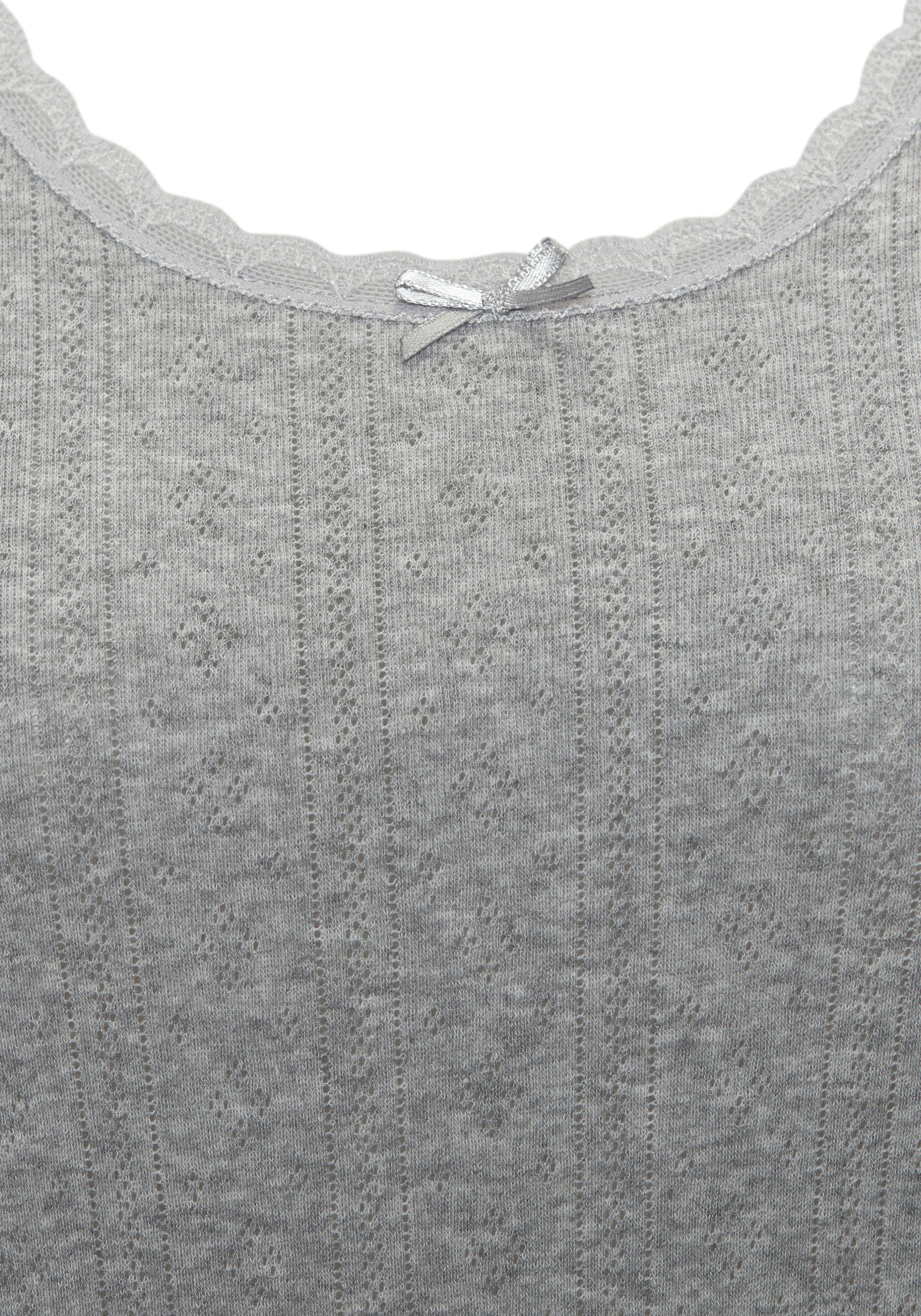 Vivance T-shirt van zacht pointelle-breisel met kant (Set van 2)