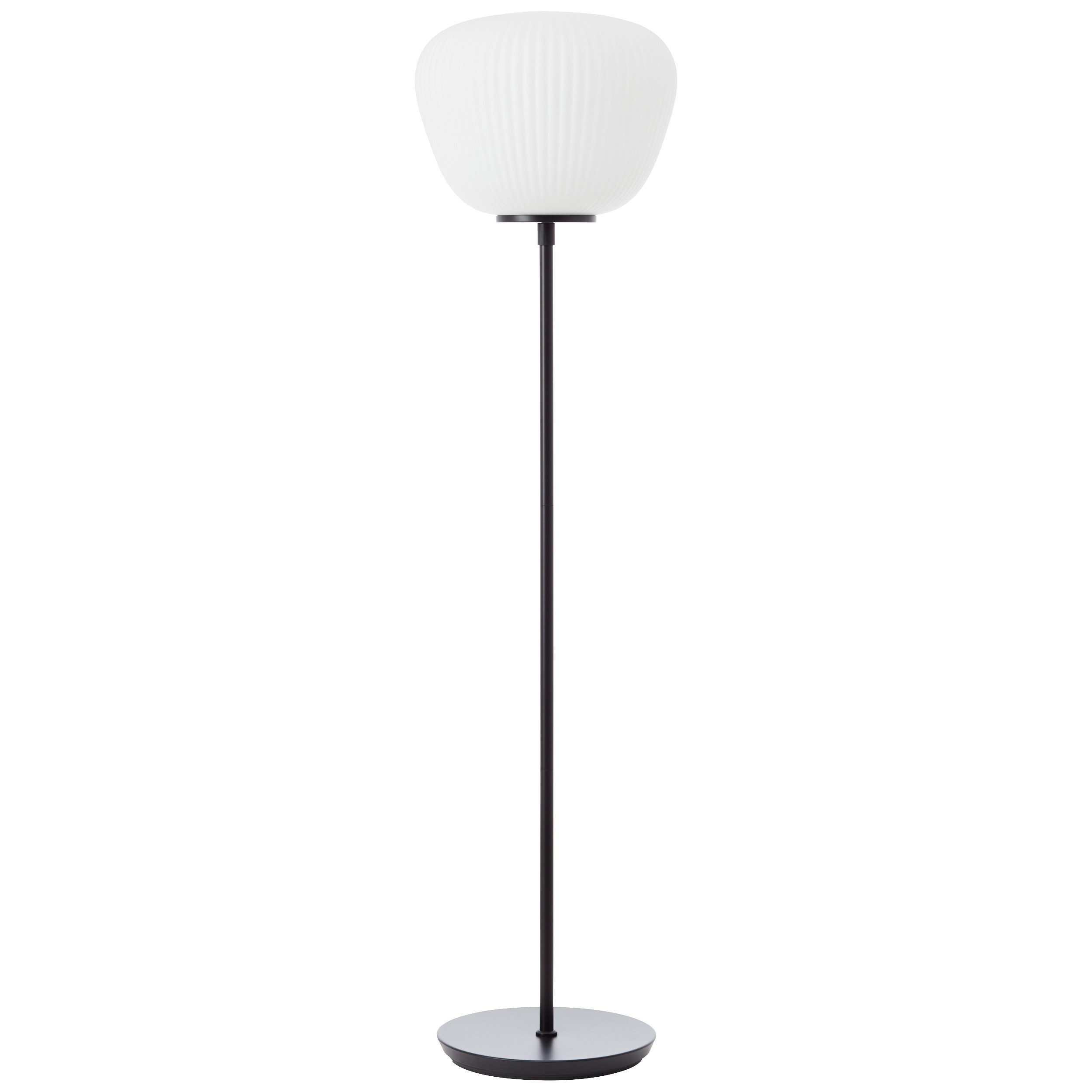 Brilliant Leuchten Staande lamp Kaizen 140 x 35 cm, e27, geribbeld glas/metaal, wit/zwart vloerlampen zwart