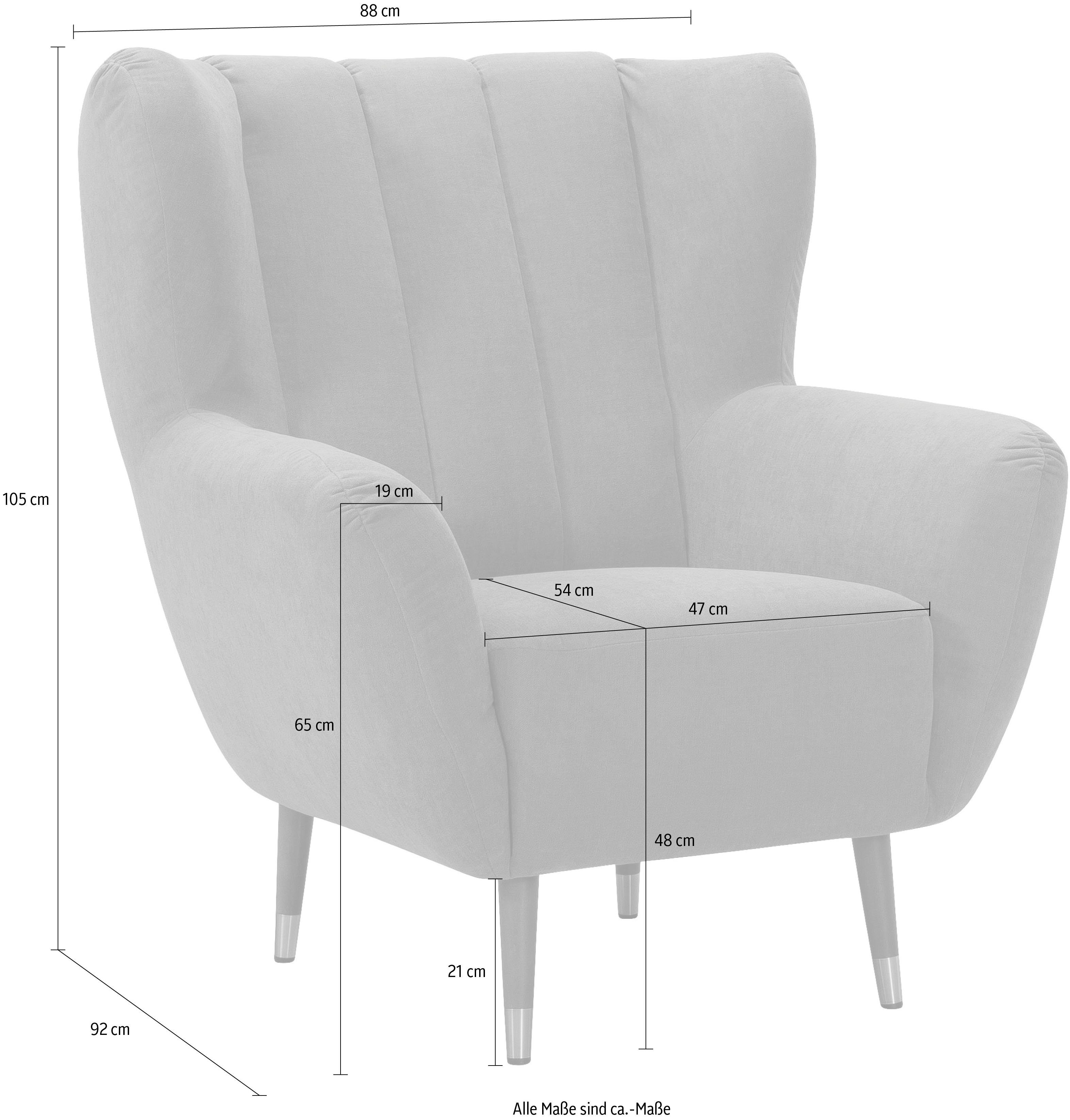 exxpo - sofa fashion Fauteuil Polly, oorfauteuil, loungestoel comfortabel met hoge rugleuning, hoge poten, hoogwaardige bekledingen
