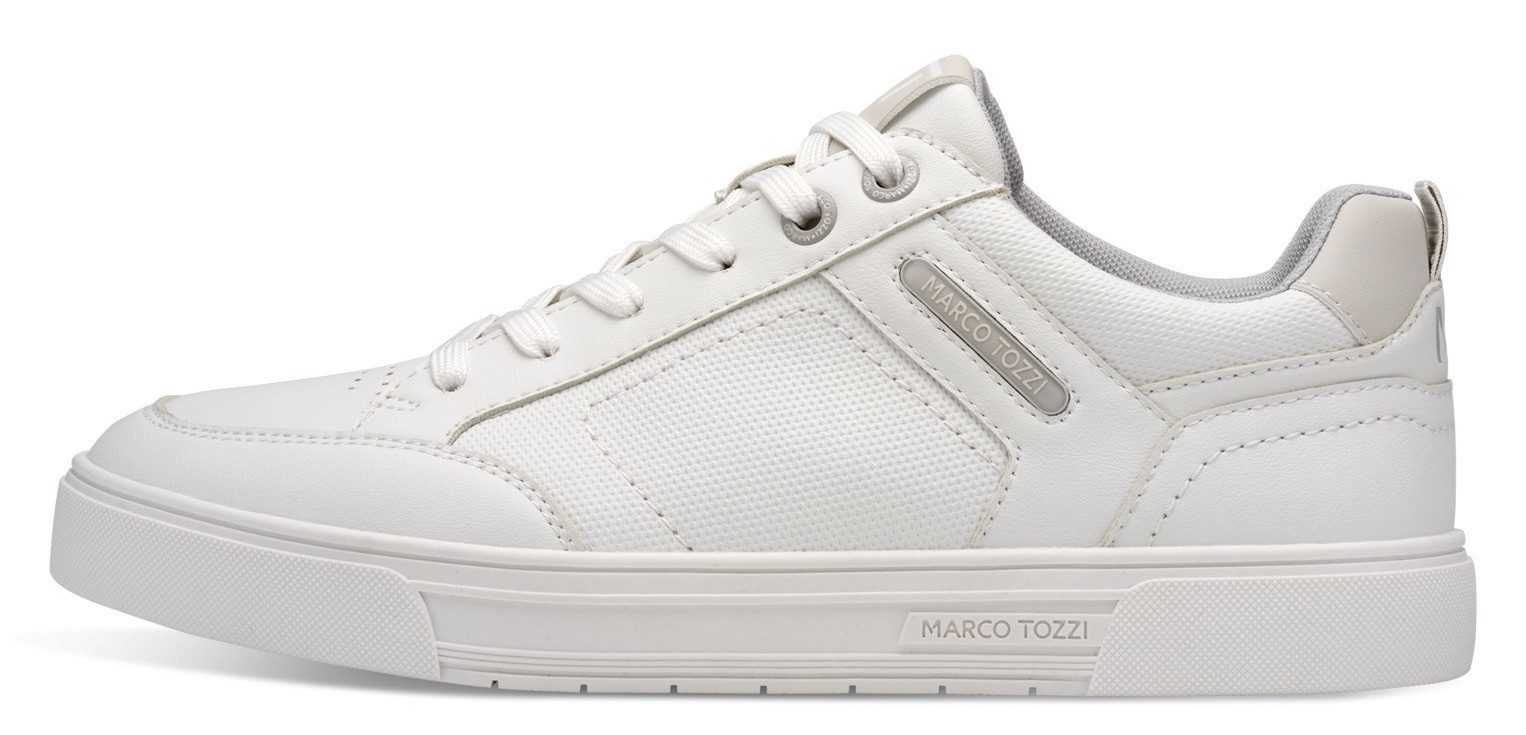 Marco Tozzi Plateausneakers , vrijetijdsschoen, lage schoen, veterschoen met perforatie en sierstiksels