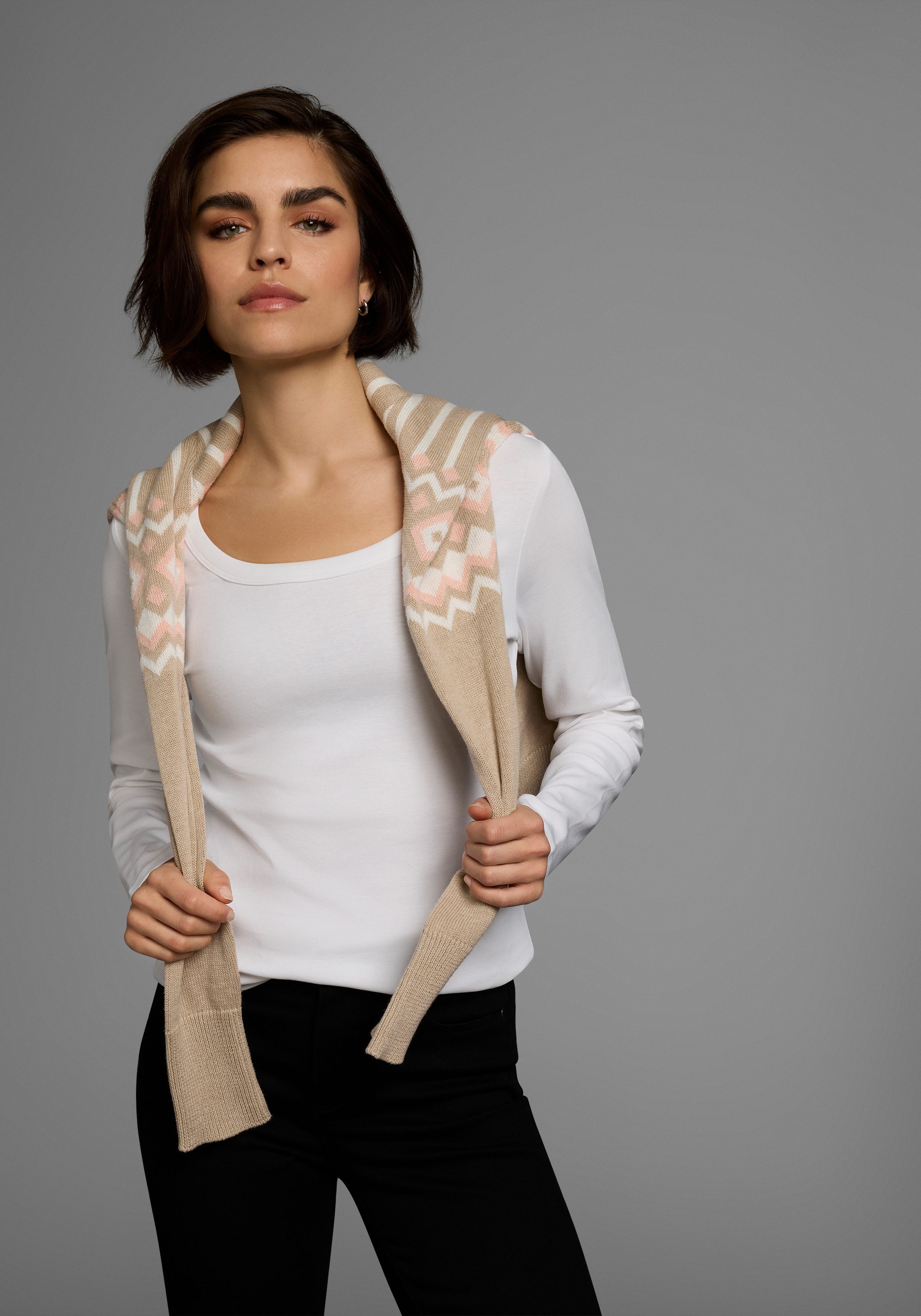 Flashlights Shirt met lange mouwen zeer figuurvolgende snit, ronde hals, van 100% katoen (set, 2-delig)