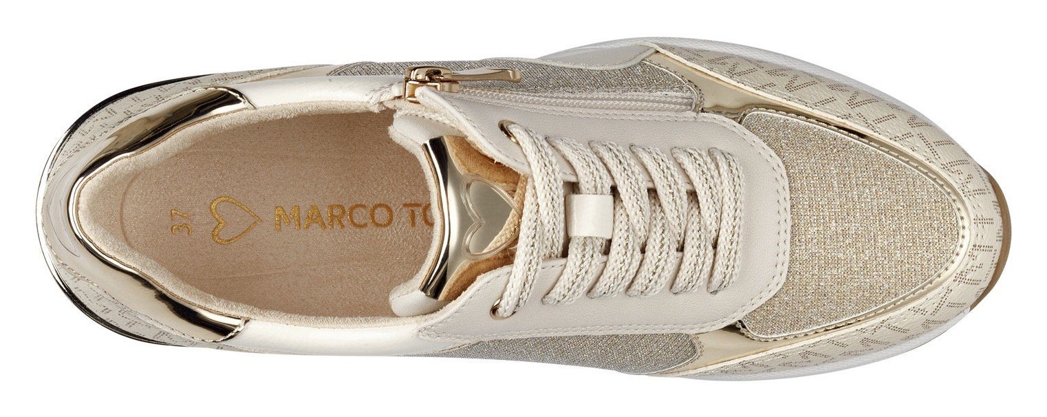 Marco Tozzi Sneakers met sleehak vrijetijdsschoen, lage schoen, veterschoen in vegan uitvoering