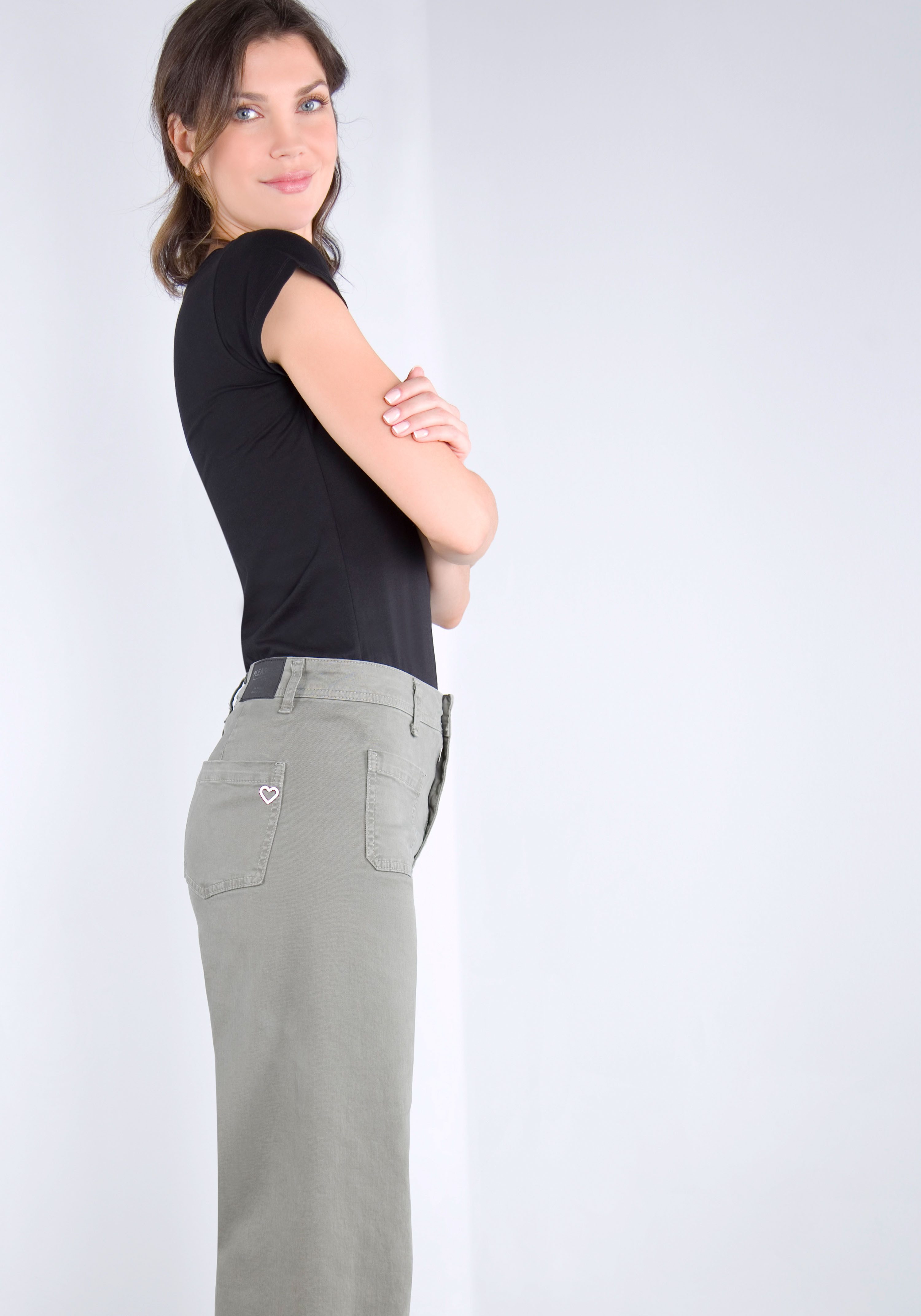 Please Jeans Broek met wijde pijpen van hoogwaardige katoenmix met stretch