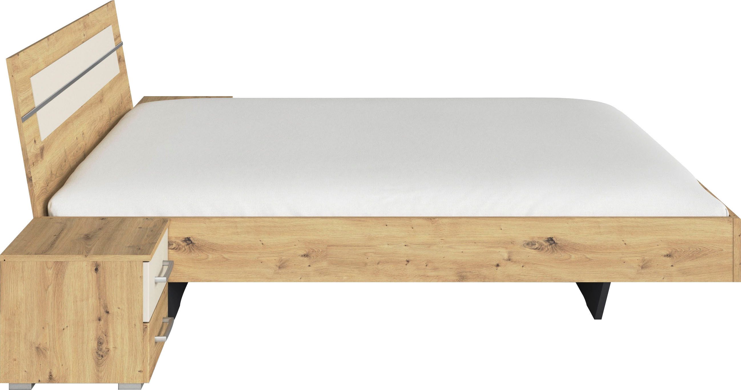 rauch Ledikant Tweepersoons futonbed BURANO in zwevende look en afgebakend hoofdeinde met 2 nachttafels made in germany (set)