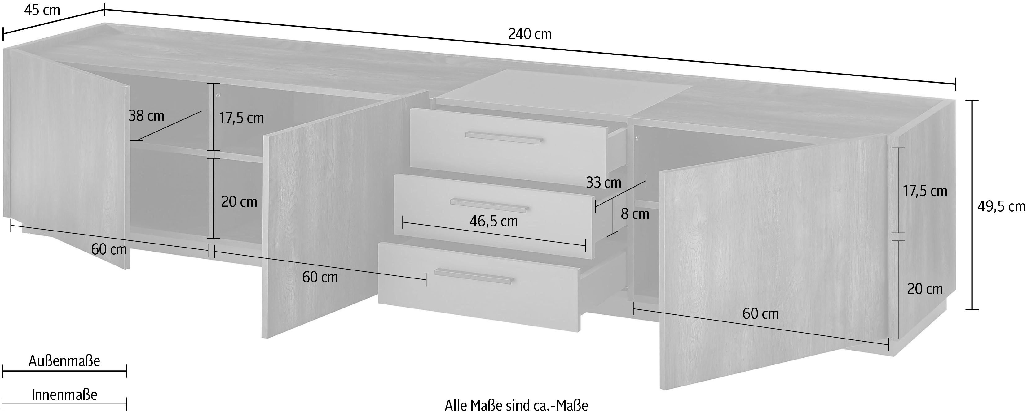 INOSIGN Tv-meubel Largo met soft-closefunctie, breedte ca. 240 cm