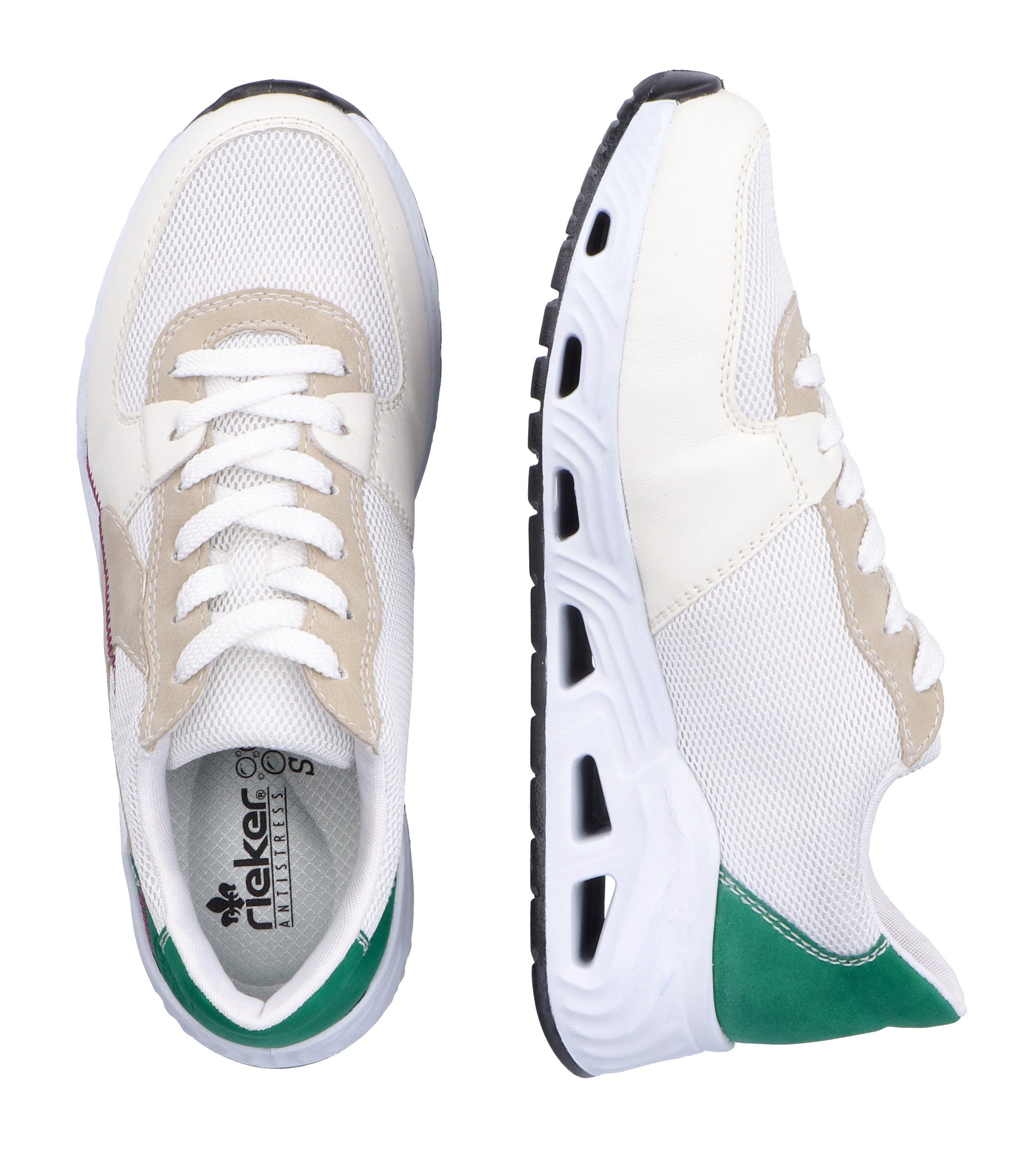 Rieker Sneakers met sleehak met contrasterende decoratieve naad, vrijetijdsschoen, lage schoen, veterschoen