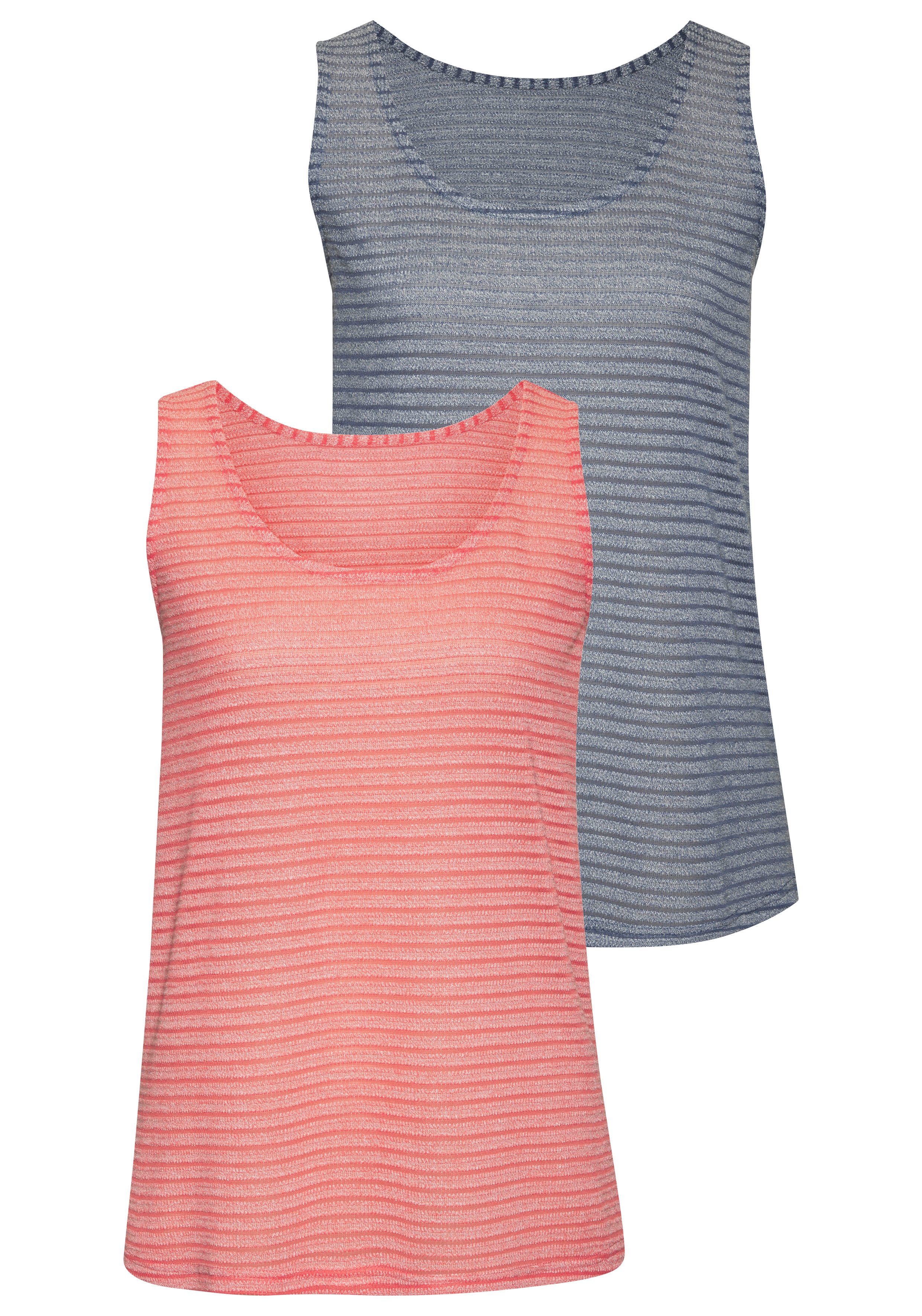 Vivance Top In streepoptiek van luchtige jacquard brei (Set van 2) dames tops maat 32/34 oranje